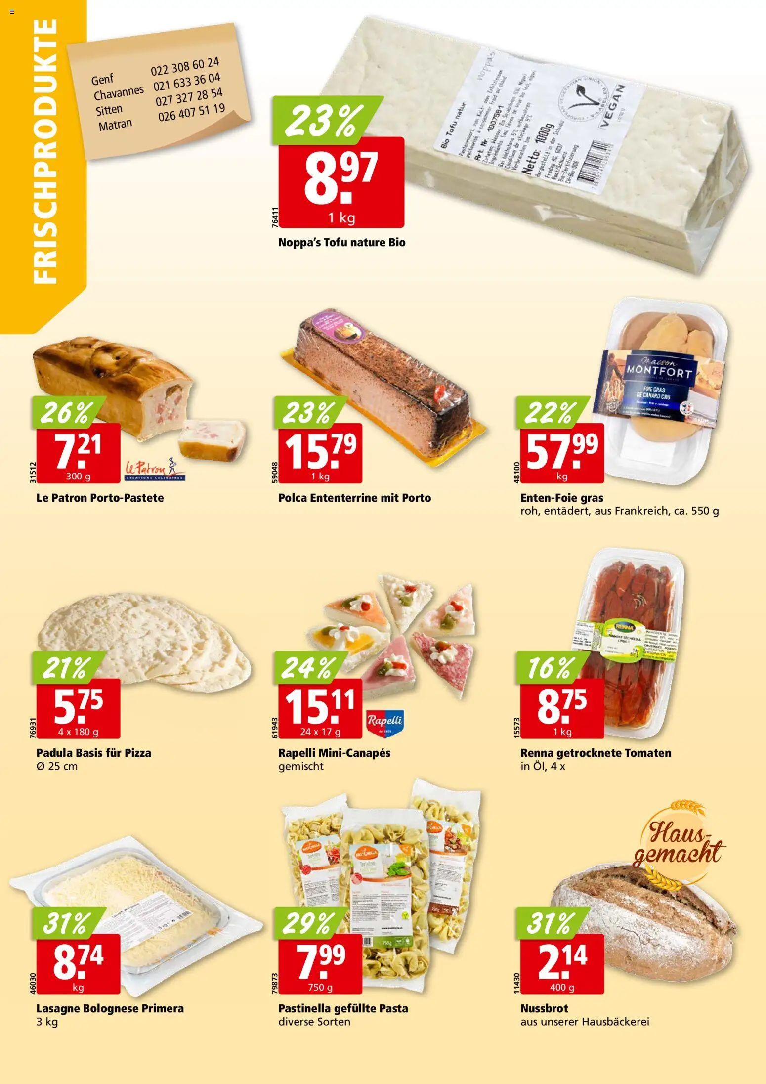 Aligro aktionen Chavannes, Matran, Genf, Sitten – gültig ab 12.10.2026 | Seite: 12 | Produkte: Pizza, Tomaten, Pasta, Tofu