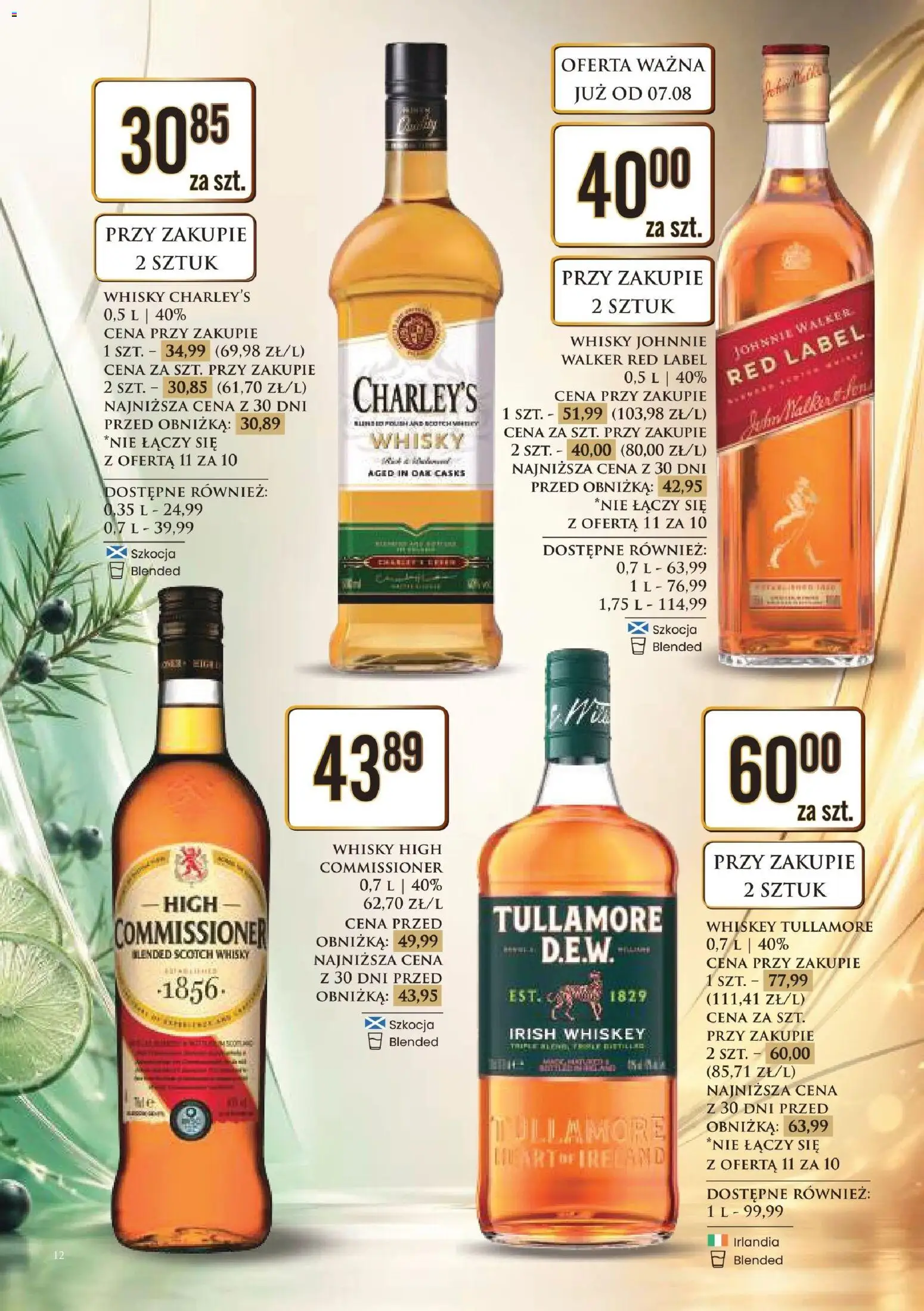 Dino gazetka alkoholowa od 07.08.2026 | Strona: 12 | Produkty: Scotch whisky, Irish whiskey, Red label, Whisky