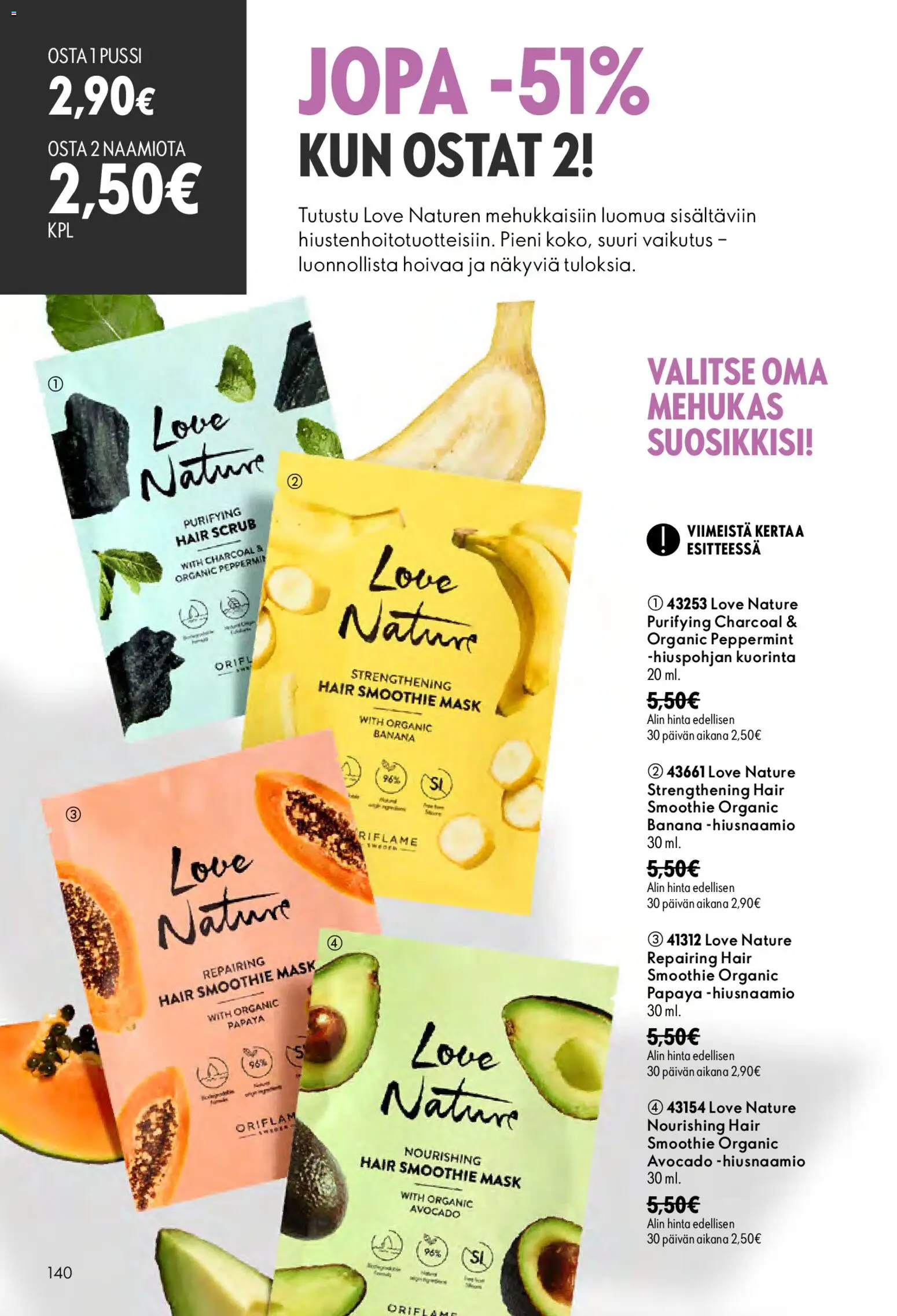 Oriflame tarjoukset – voimassa 26/08/2026 alkaen | Sivu: 140 | Tuotteet: Smoothie, Hiusnaamio, Kuorinta