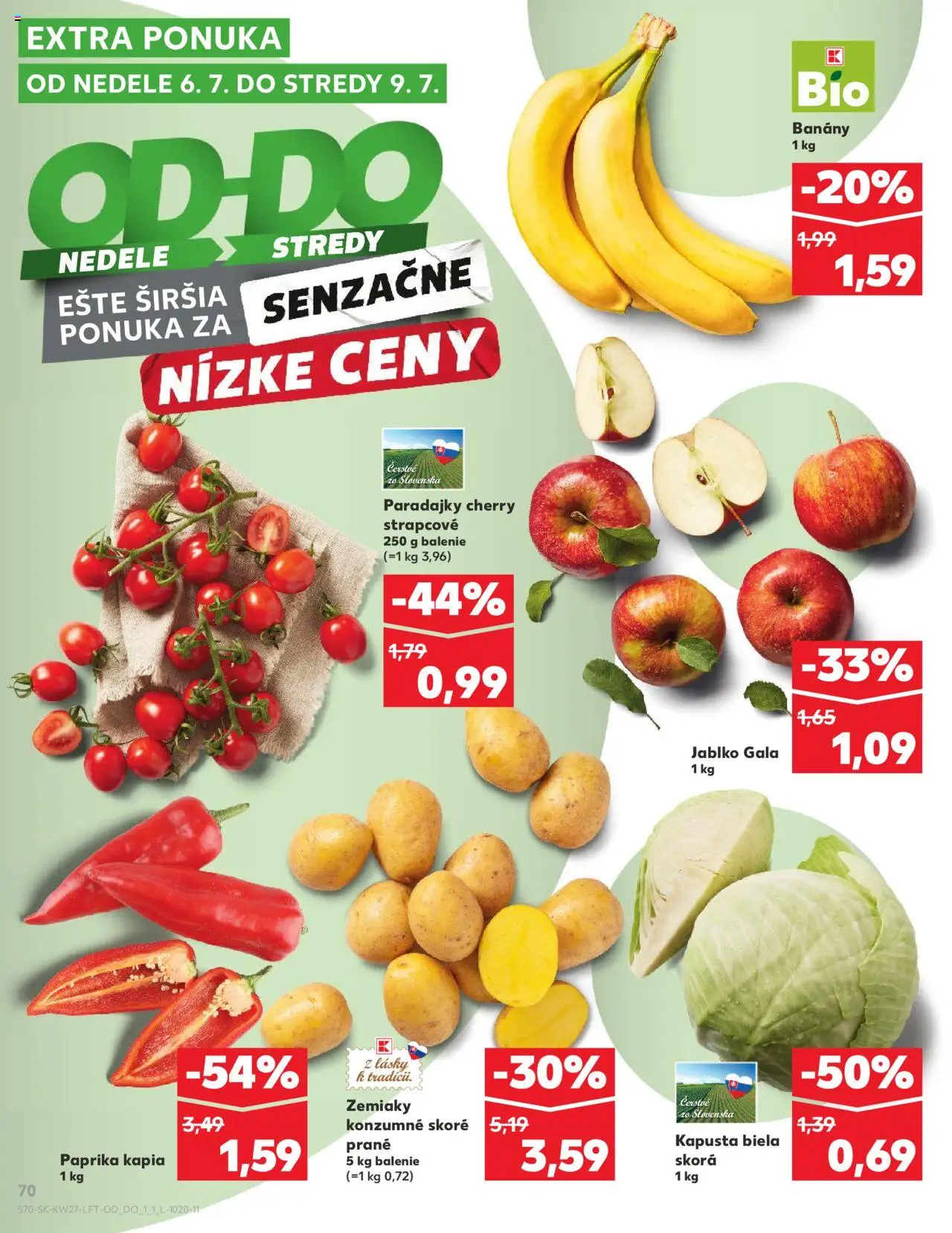 Nové Kaufland akcie – leták je platný od 03.07.2025 | Strana: 70 | Produkty: Paprika, Paradajky, Zemiaky, Kápia