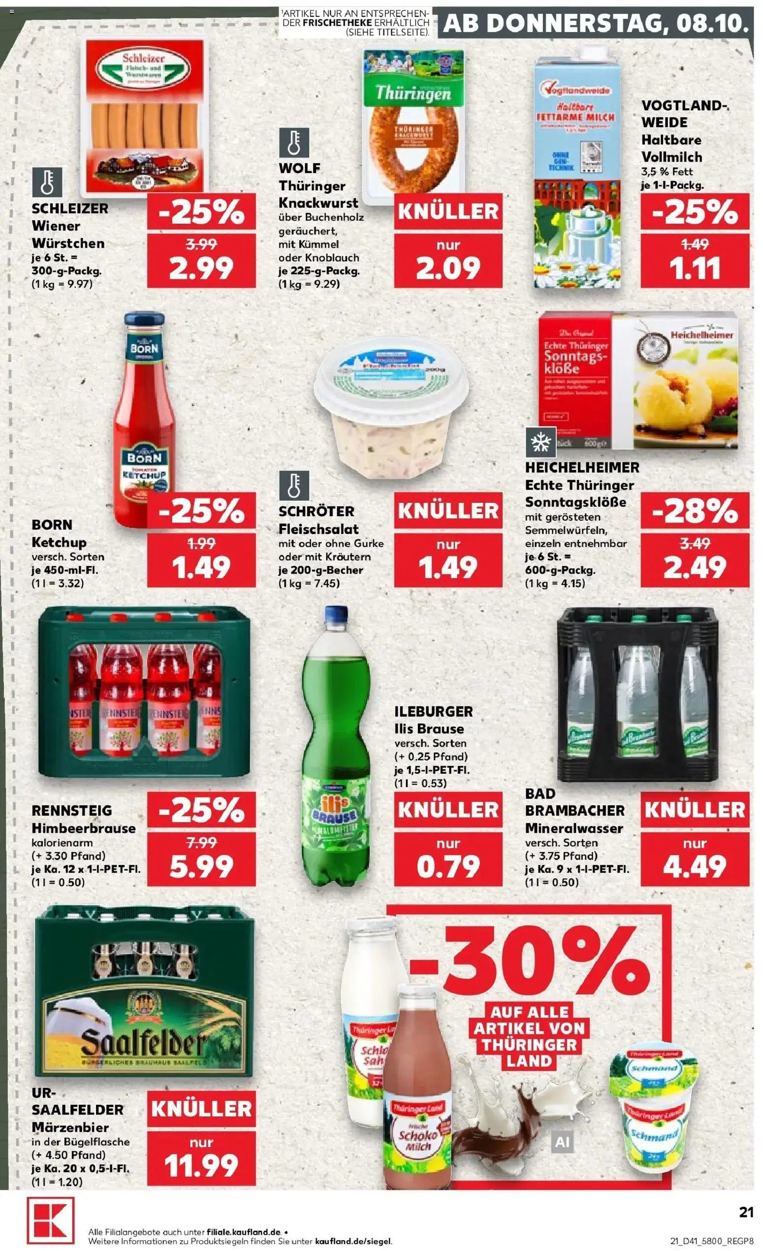 Prospekt Kaufland ab 08.10.2026 » Angebote Online zum Blättern | Seite: 21 | Produkte: Milch, Mineralwasser, Knoblauch, Ketchup