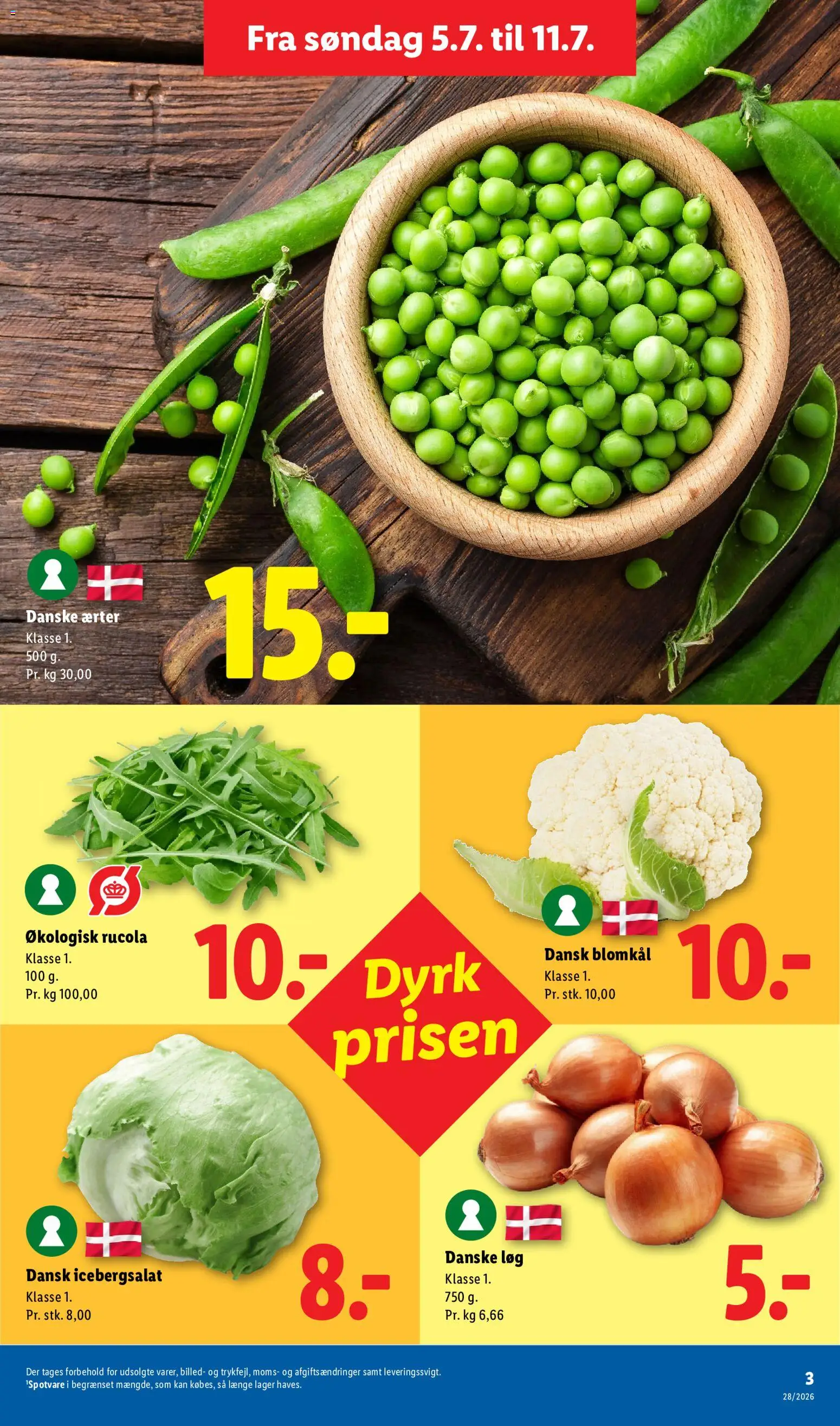 Lidl tilbudsavis – gyldig fra 05/07/2026 | Side: 18 | Produkter: Løg, Blomkål, Ærter, Søm