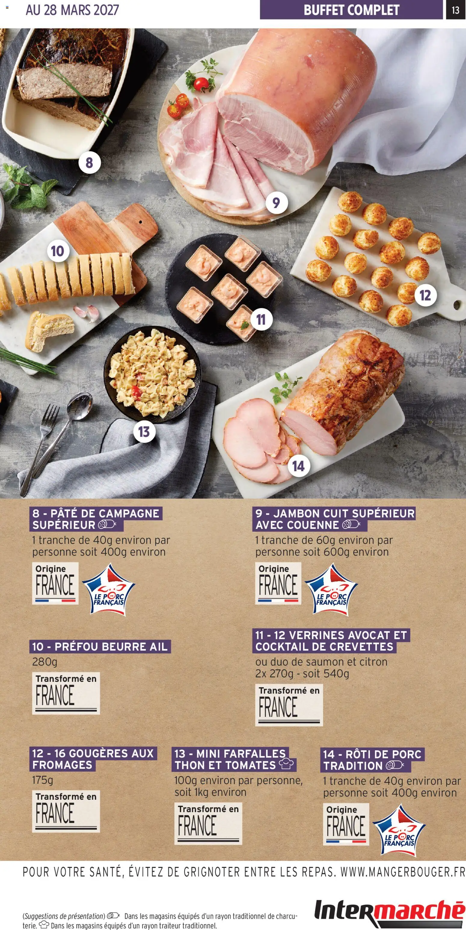 {H1} | Page: 13 | Produits: Citron, Rôti de porc, Jambon, Tomates