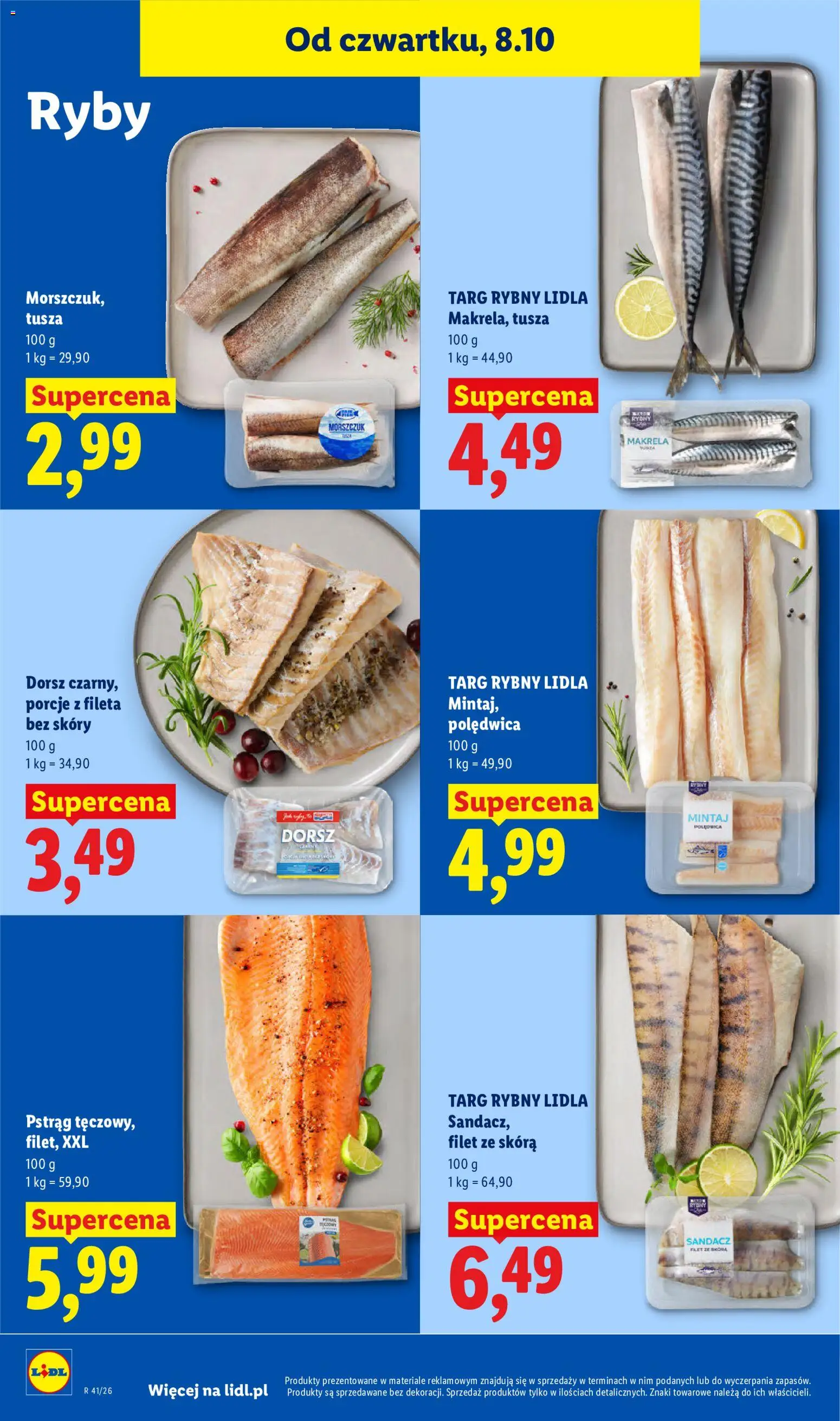 Lidl gazetka od 08.10.2026 | Strona: 60 | Produkty: Sandacz, Mintaj, Filet, Ryby