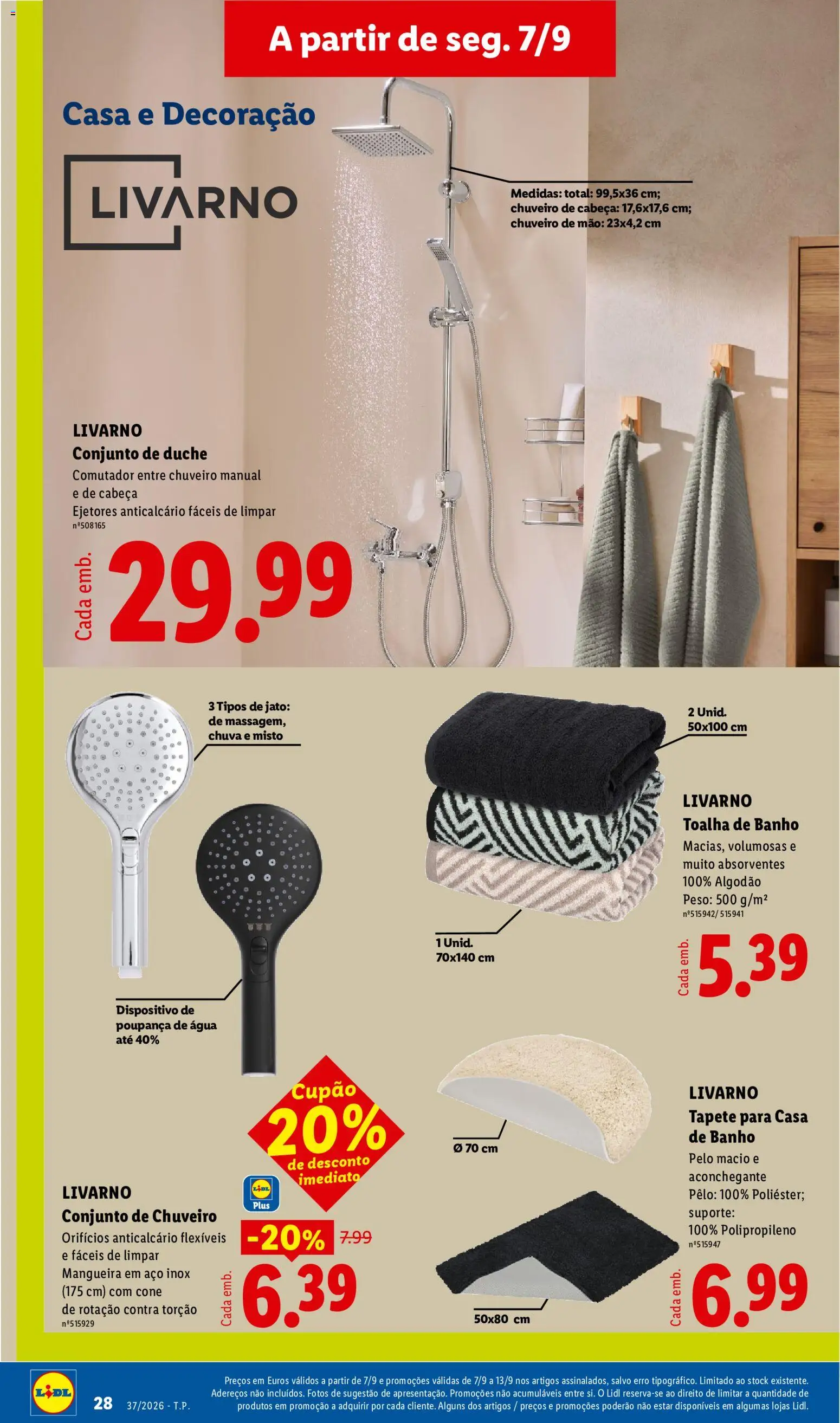 Lidl Promoções Semanais │ válido de 07/09/2026 | Página: 30 | Produtos: Algodão, Anticalcário, Mangueira, Tapete
