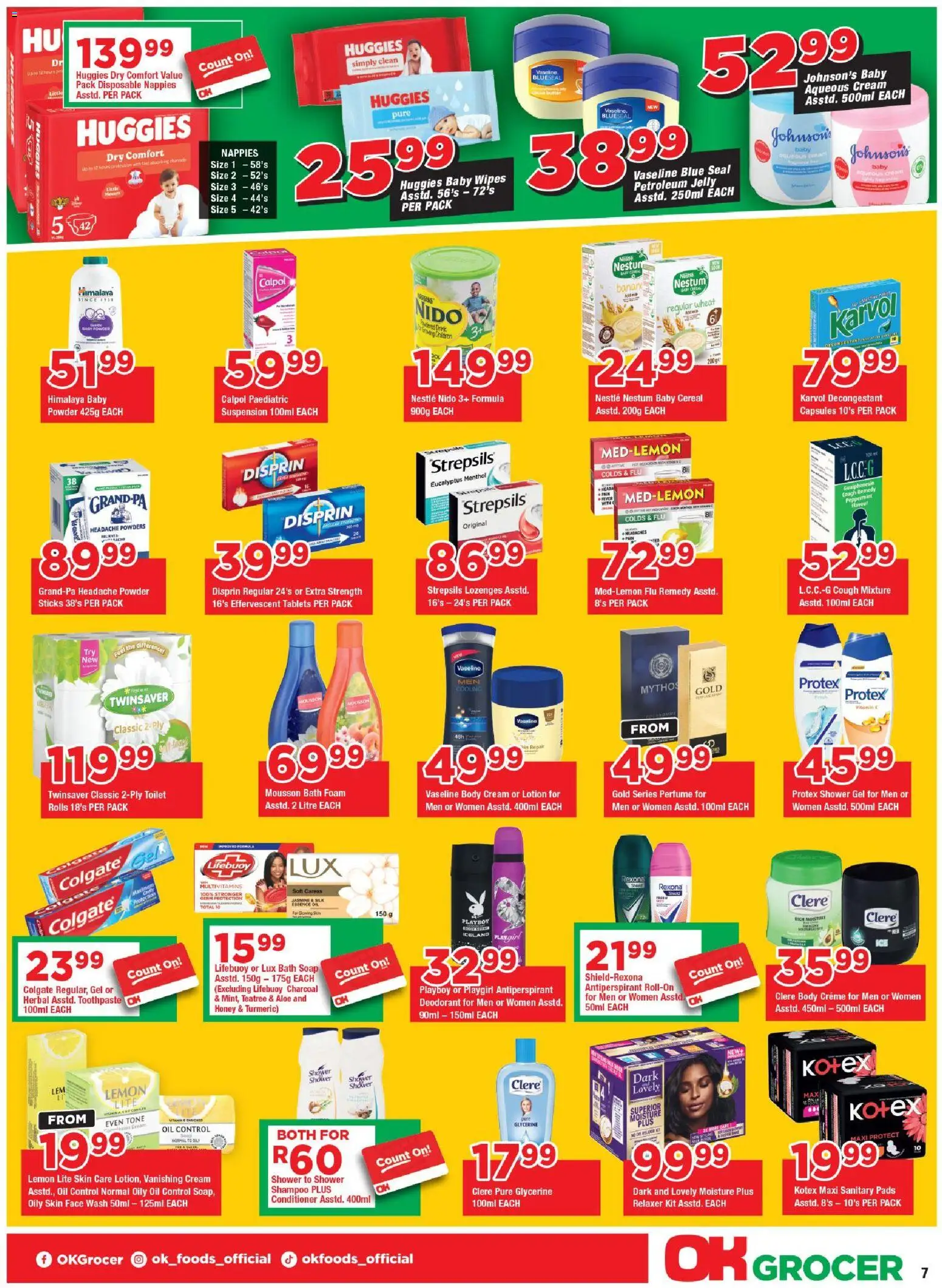 New OK Foods catalogue – valid from 25.05.2026 | Page: 7 | Products: Perfume, Shampoo, Shower gel, Foam