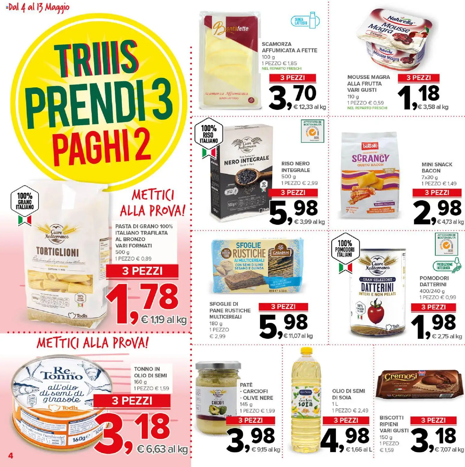Volantino Todis del 04.05.2026 | Pagina: 4 | Prodotti: Paté, Pane, Riso, Biscotti