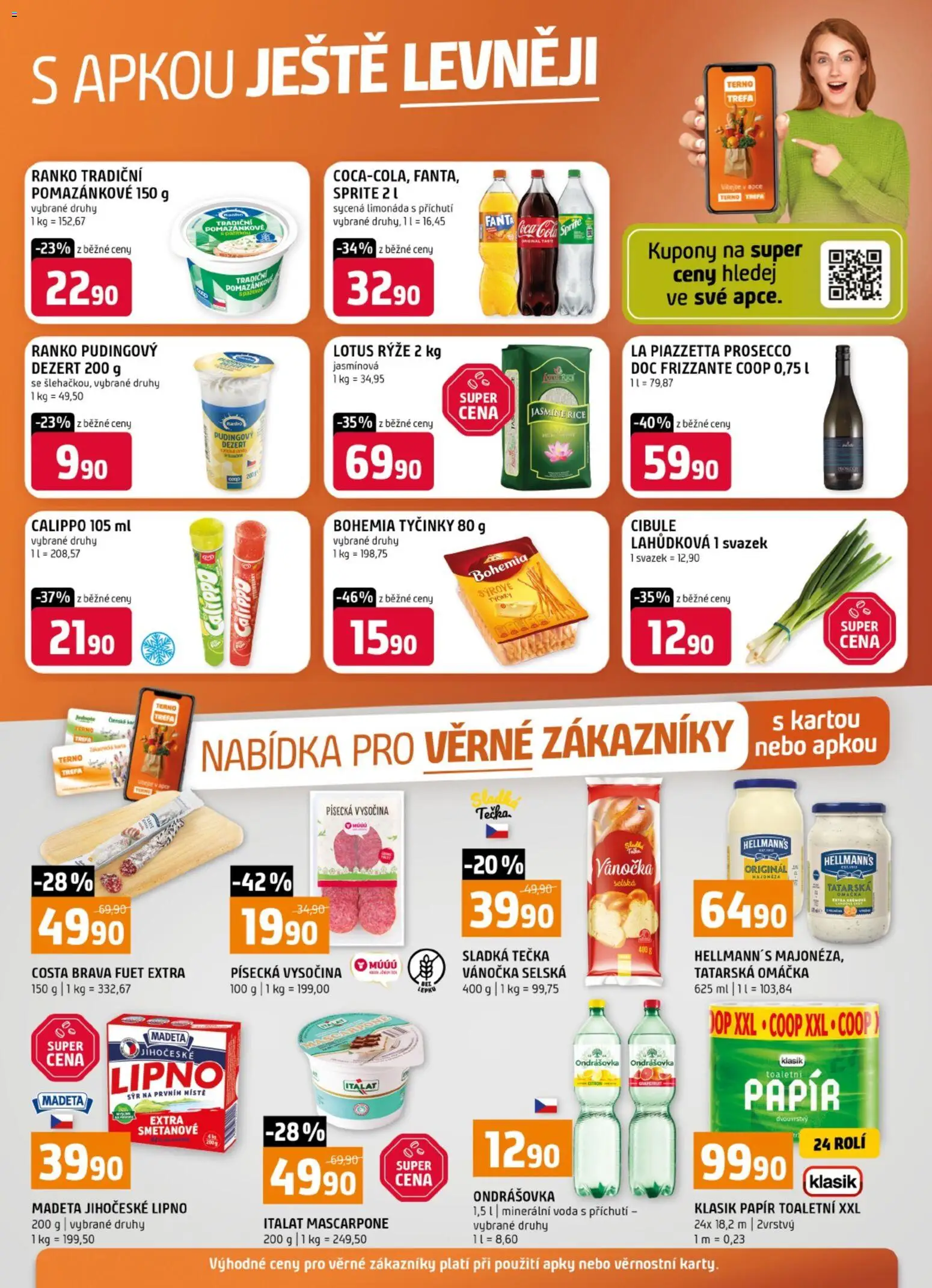 Terno leták - Nabídka pro věrné zákazníky od 08.07.2026 | Strana: 1 | Produkty: Fuet Extra, Rýže, Tyčinky, Vysočina