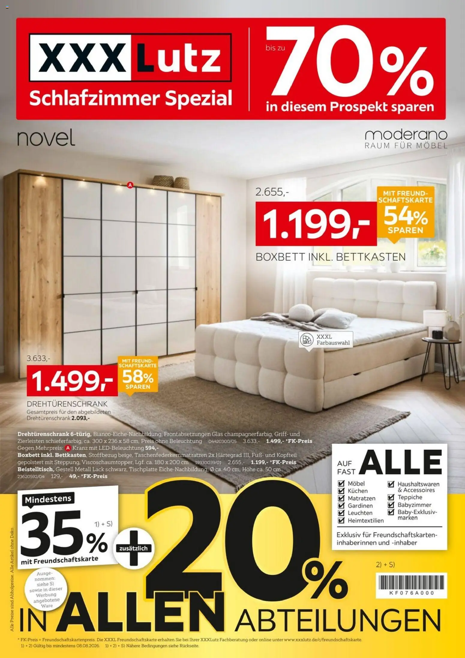 XXXLutz Schlafen Spezial – gültig ab 25.07.2026 | Seite: 1 | Produkte: Drehtürenschrank, Kuchen
