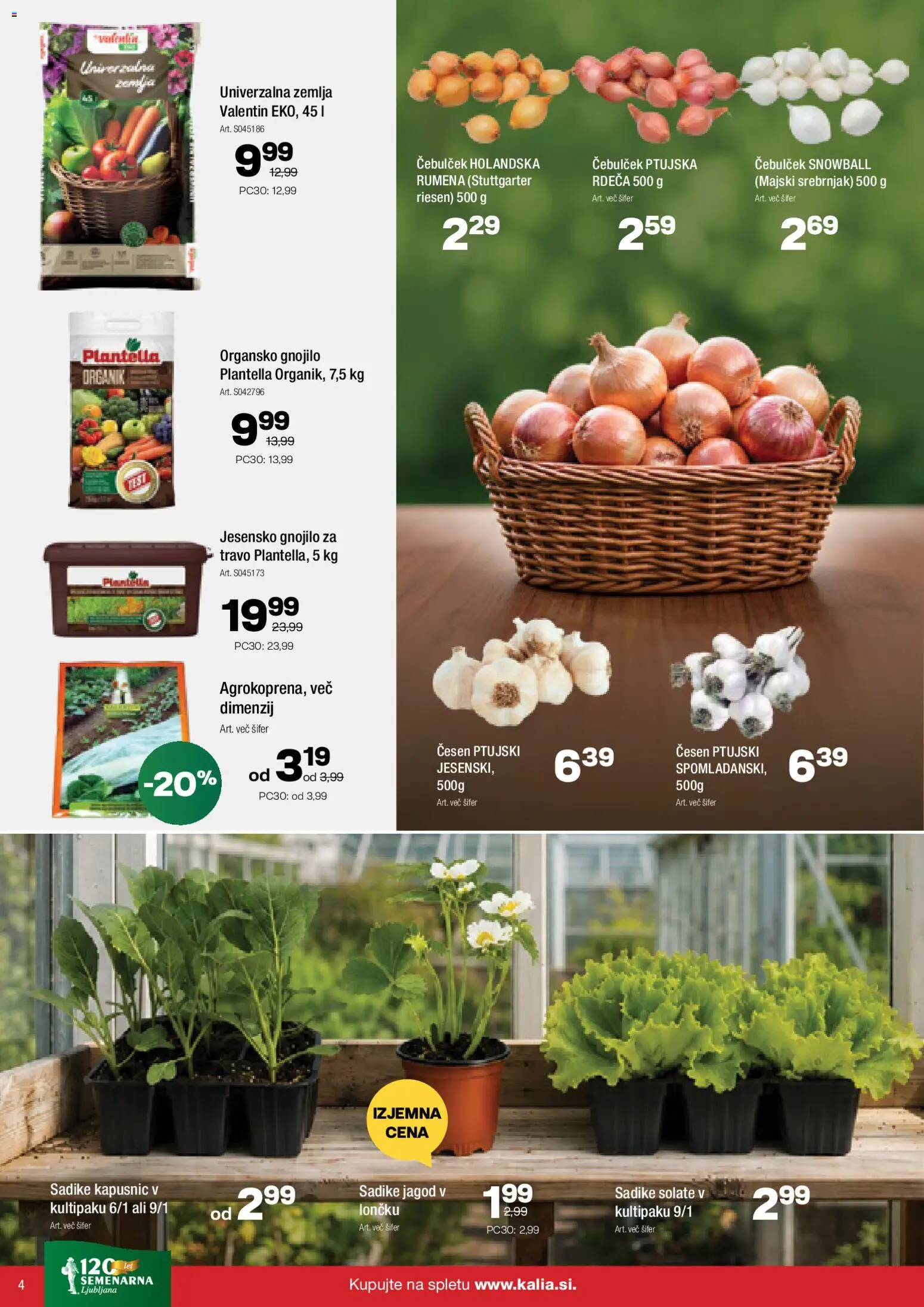 Novi Kalia katalog ponudbe – veljaven od 31.08.2026 | Stran: 4 | Izdelki: Žemlja, Sadike jagod, Cesen