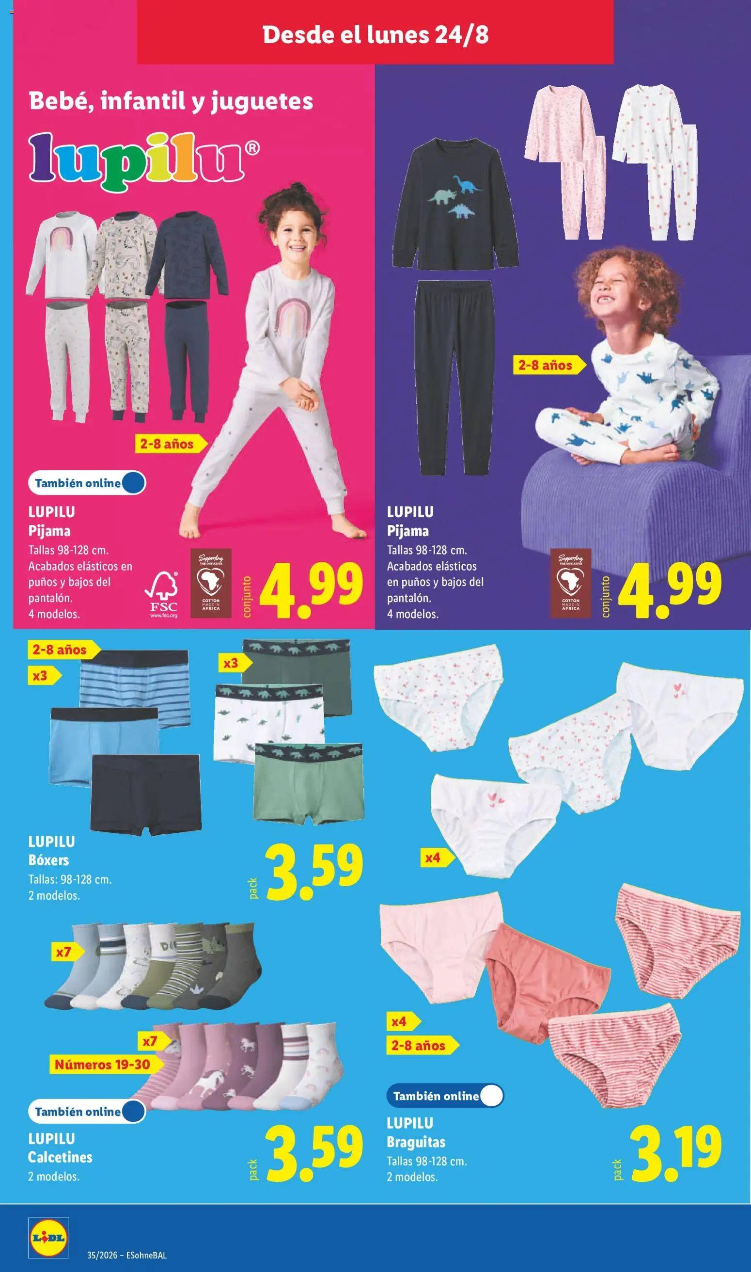Lidl folleto de bazar │ válido desde el 24/08/2026 | Página: 10 | Productos: Pijama, Boxers, Juguetes, Calcetines
