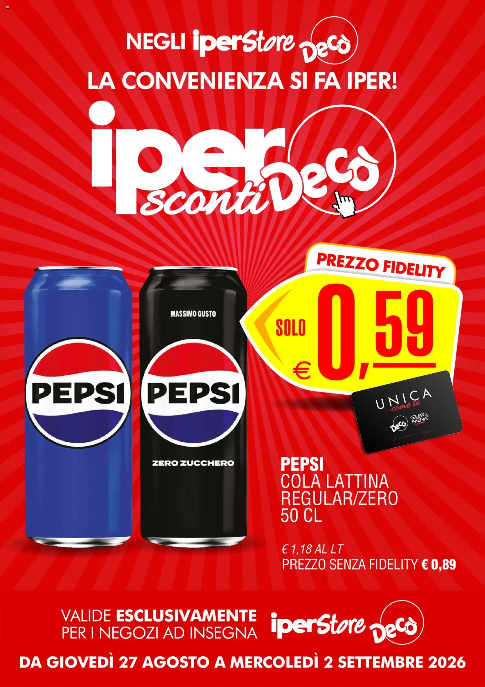 Volantino Decò del 27/08/2026 | Pagina: 1 | Prodotti: Tè, Zucchero, Pepsi
