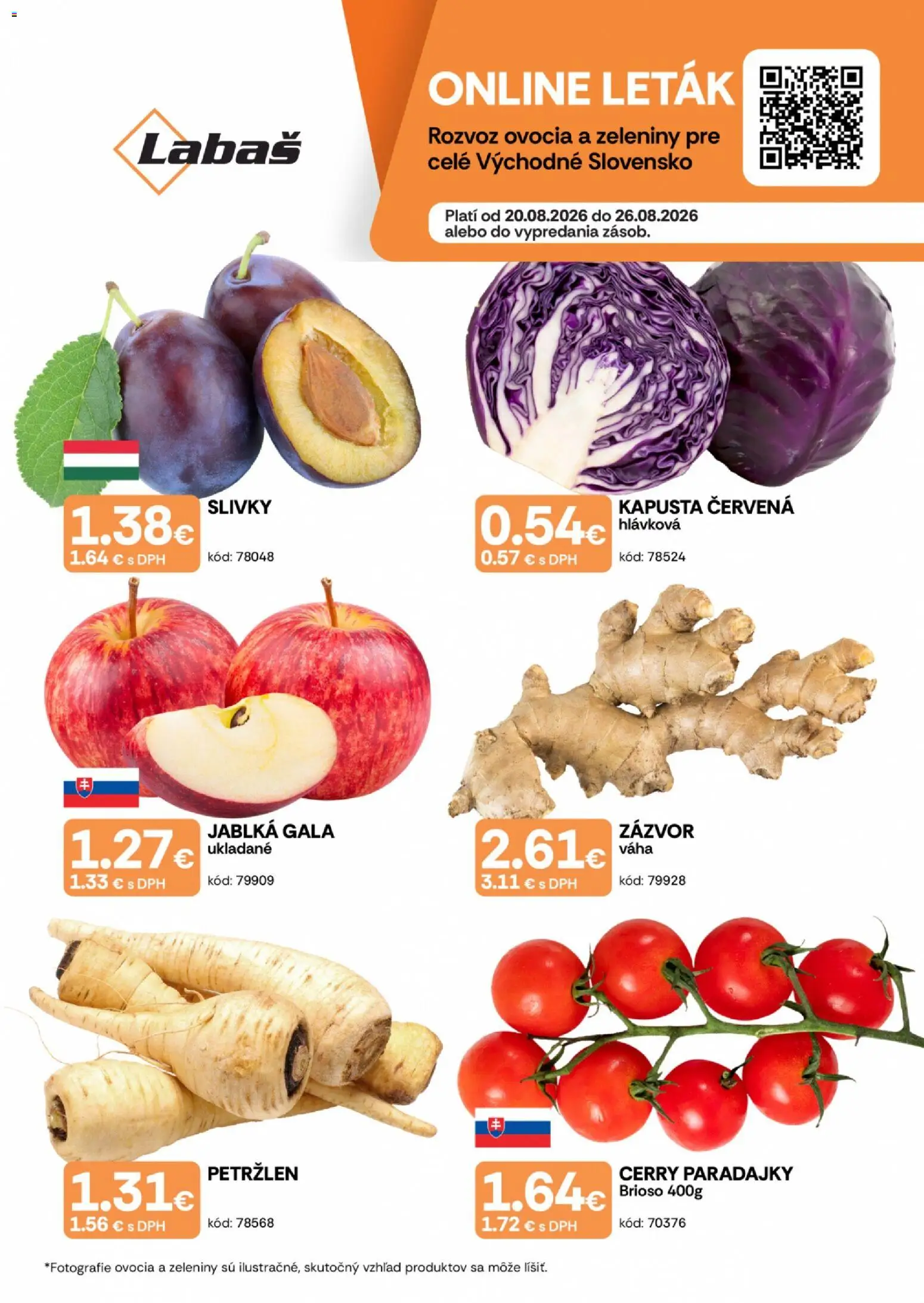 Nové Labaš akcie – leták je platný od 20.08.2026 | Strana: 1 | Produkty: Kapusta, Zázvor, Kapusta červená, Váha