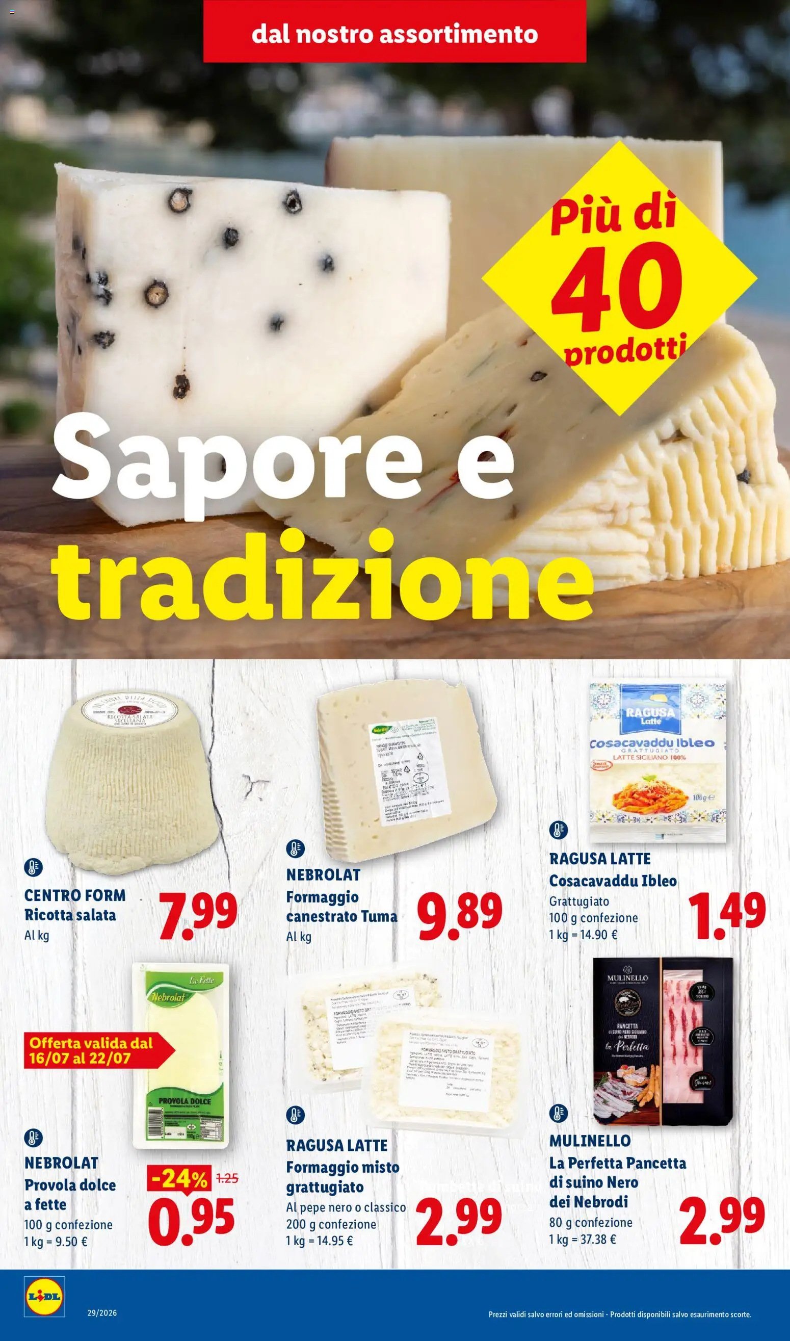 Volantino Lidl del 16/07/2026 | Pagina: 2 | Prodotti: Pancetta, Latte, Provola, Ricotta