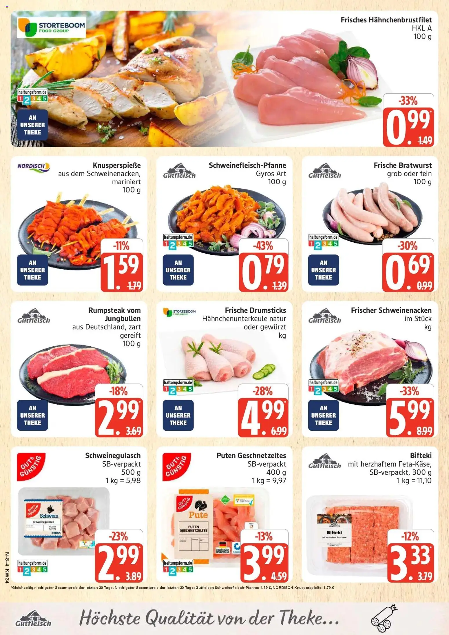 Edeka Prospekt Rostock (ab 17.08.2026) » Angebote Online | Seite: 8 | Produkte: Schweinegulasch, Rumpsteak, Pute, Bratwurst