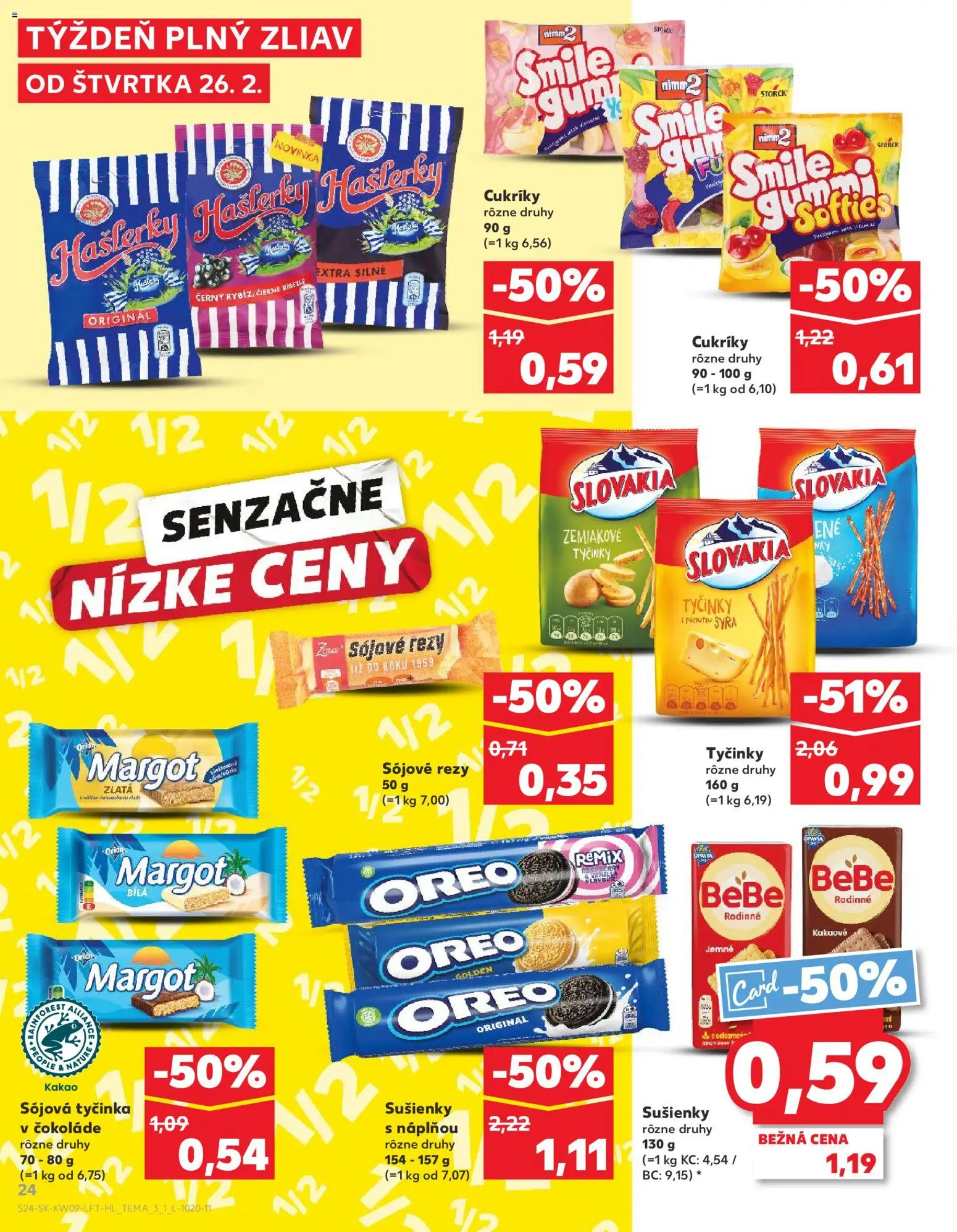 Nové Kaufland akcie – leták je platný od 26.02.2026 | Strana: 24 | Produkty: Ríbezle, Sušienky, Oreo, Kakao
