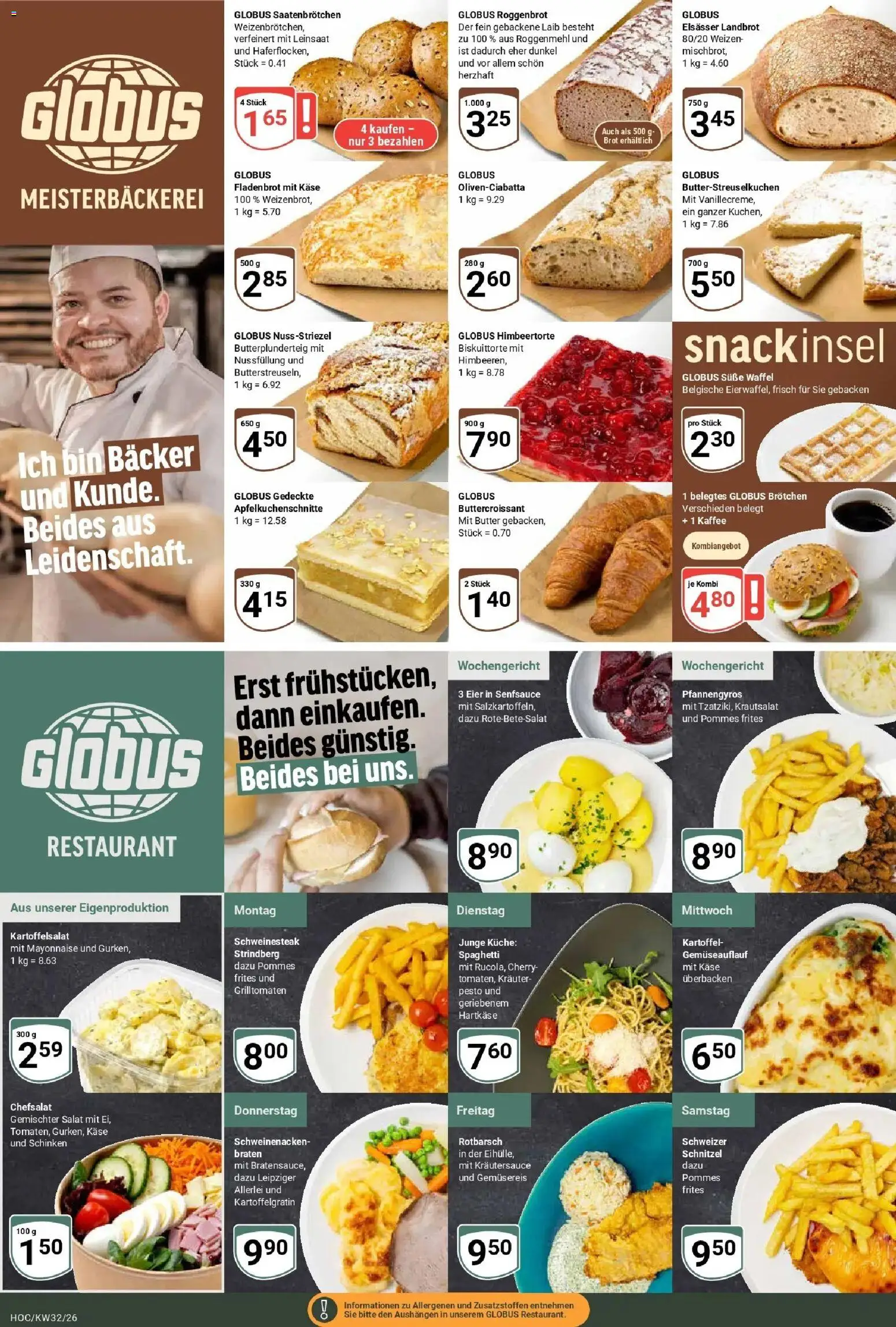 Globus Prospekt Hockenheim (ab 03.08.2026) » Angebote online | Seite: 5 | Produkte: Butter, Pommes frites, Schnitzel, Salat