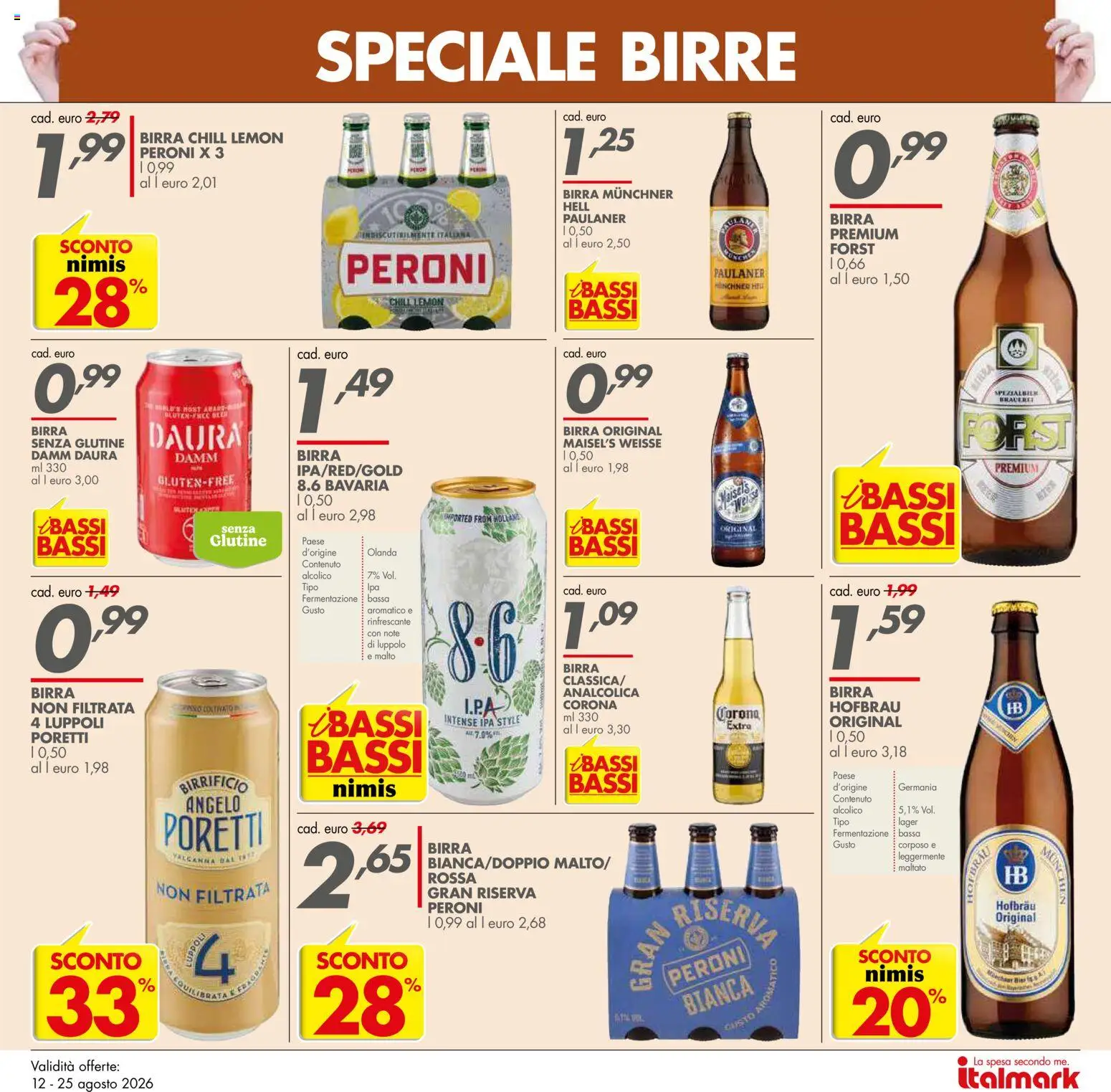 Volantino Italmark del 12/08/2026 | Pagina: 8 | Prodotti: Senza glutine, Birra