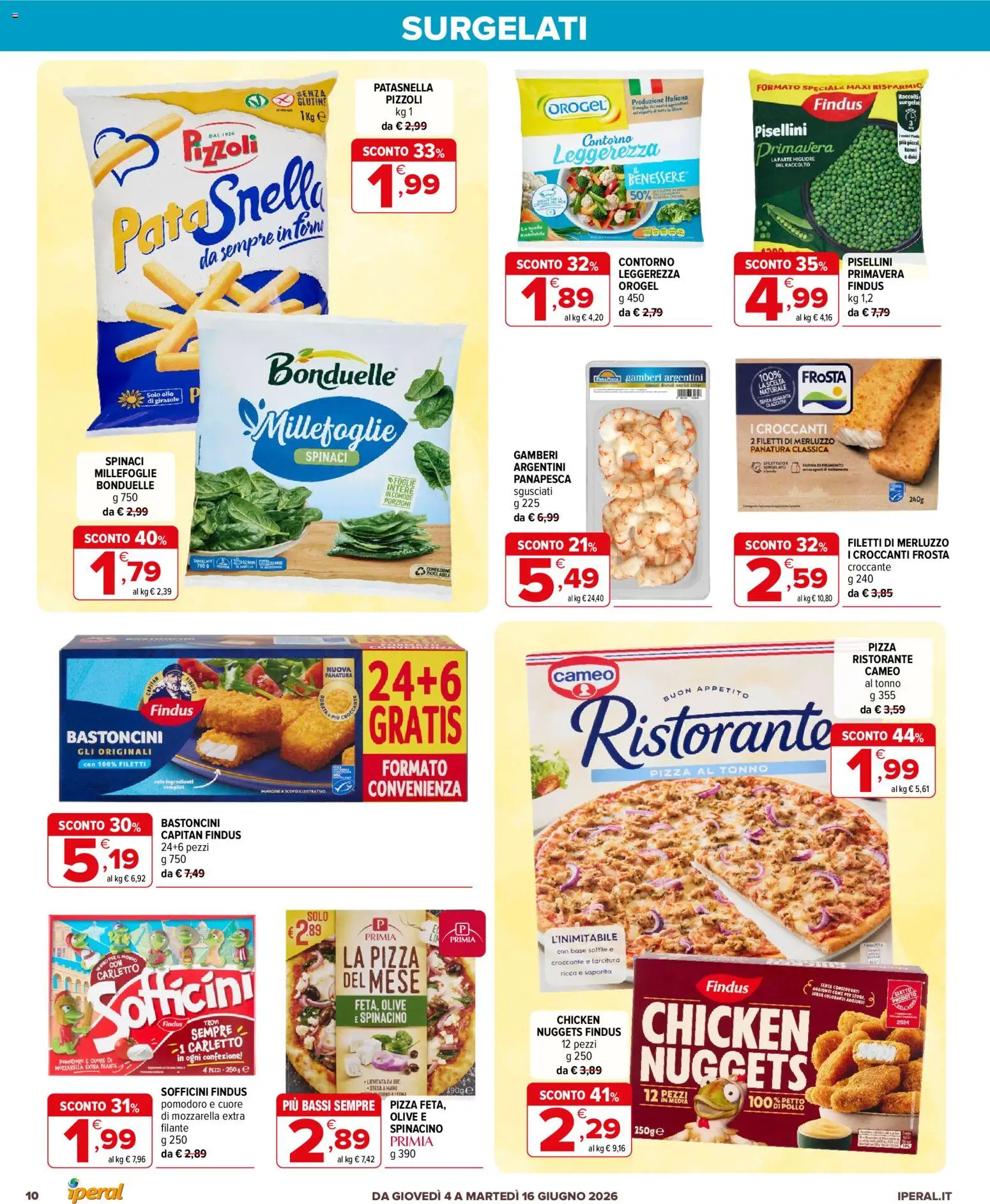 Volantino Iperal del 04.06.2026 | Pagina: 10 | Prodotti: Pizza, Gamberi, Olive, Spinaci