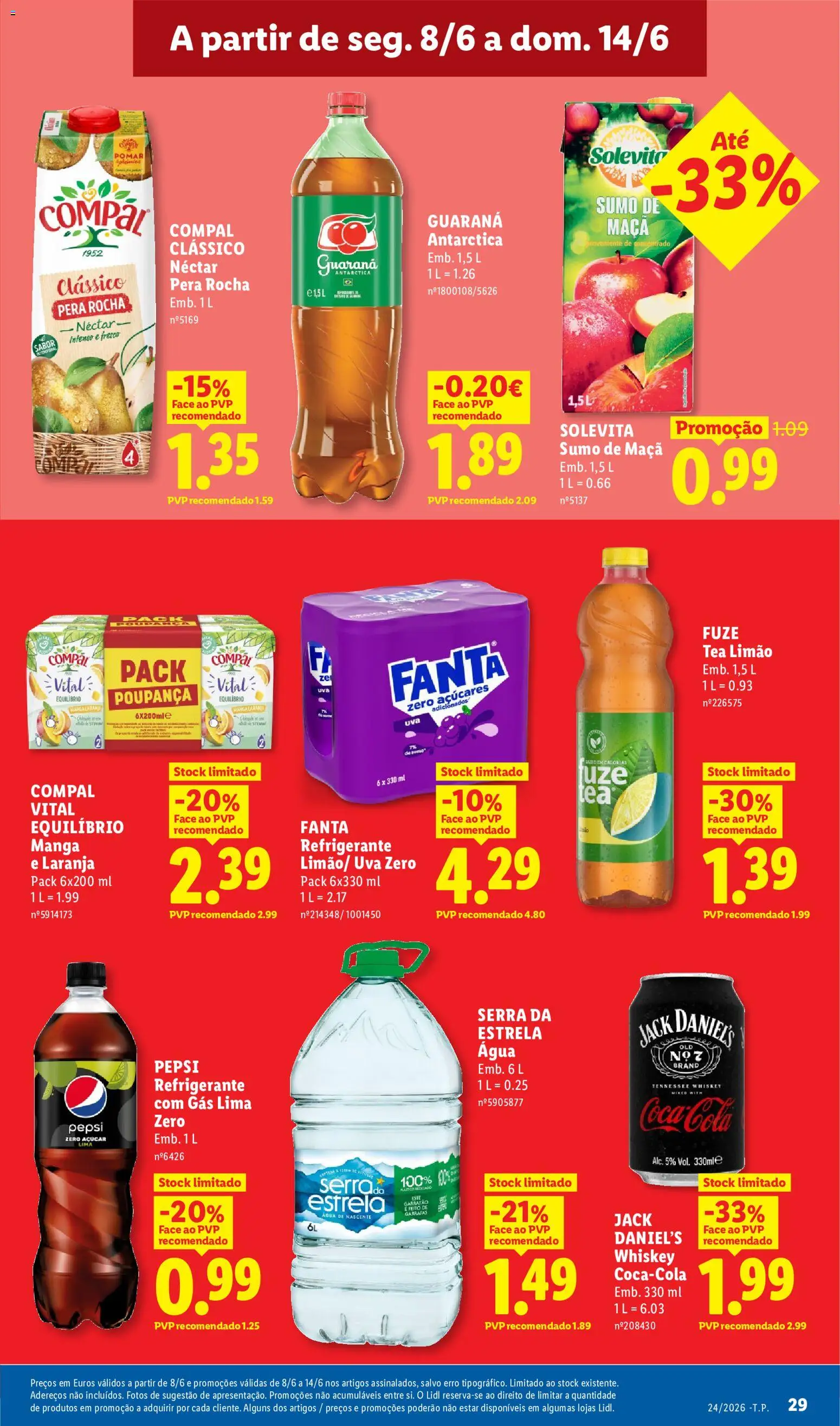 Lidl folheto │ válido de 08.06.2026 | Página: 29 | Produtos: Agua, Maça, Sumo, Soda