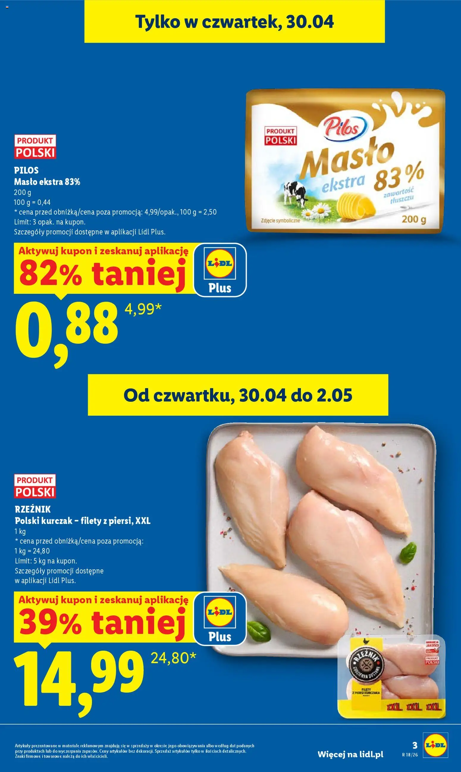Lidl gazetka od 29.04.2026 | Strona: 3 | Produkty: Kurczak, Masło
