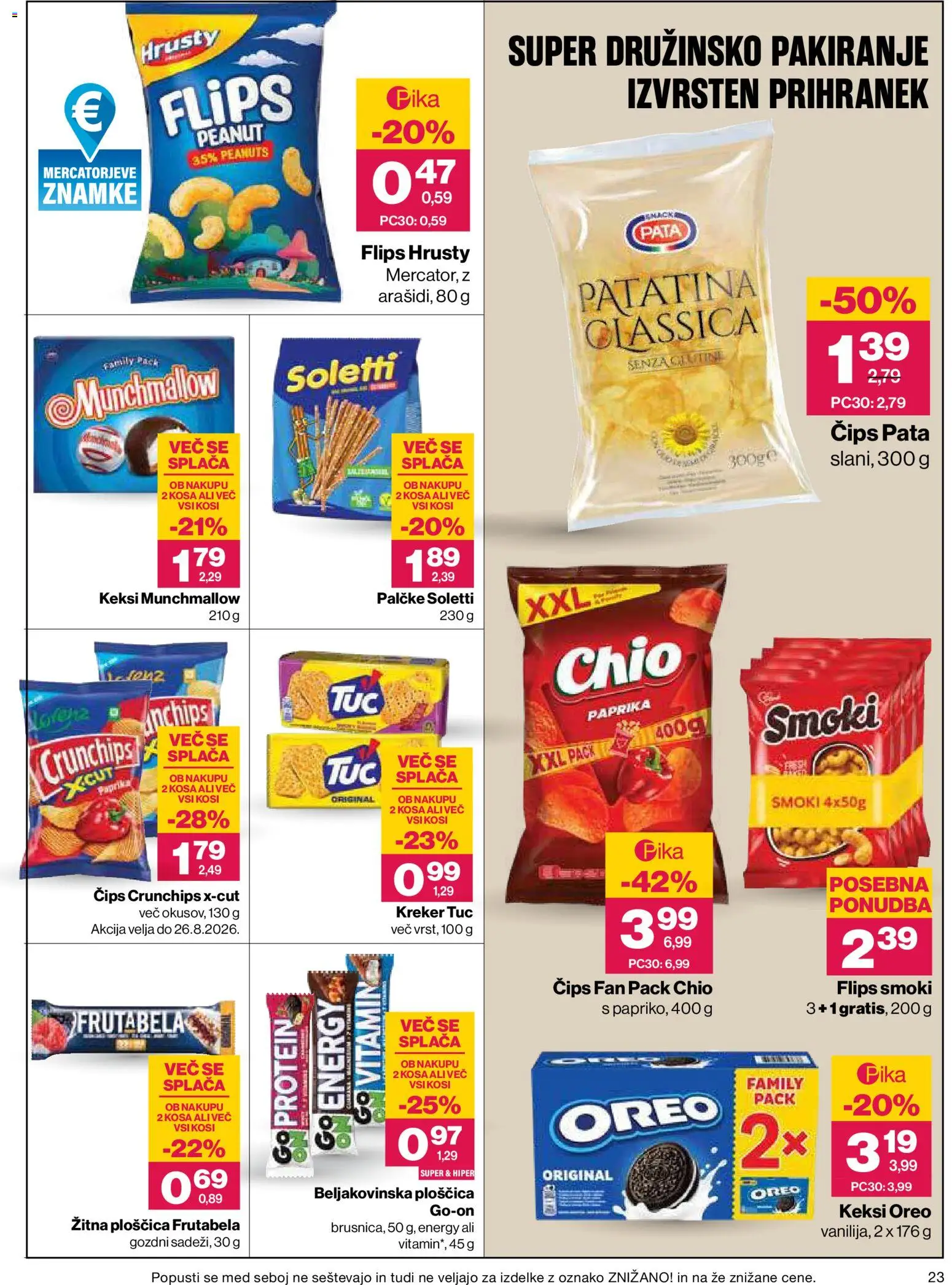Novi Mercator katalog ponudbe – veljaven od 13.08.2026 | Stran: 23 | Izdelki: Med, Keksi, Paprika, Cips