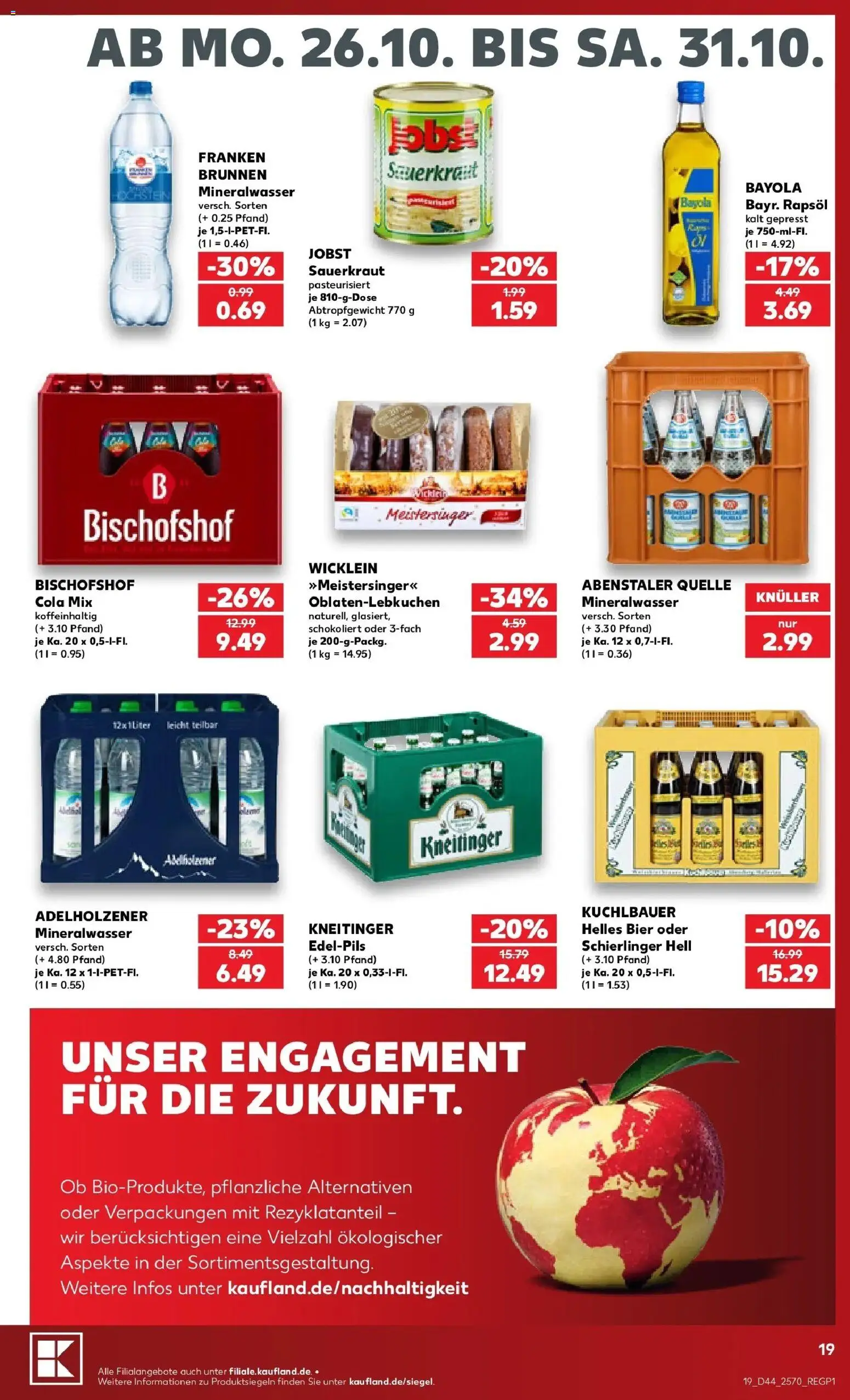 Kaufland Prospekt Regensburg – gültig ab 26.10.2026 | Seite: 23 | Produkte: Bier, Rapsöl, Adelholzener, Mineralwasser