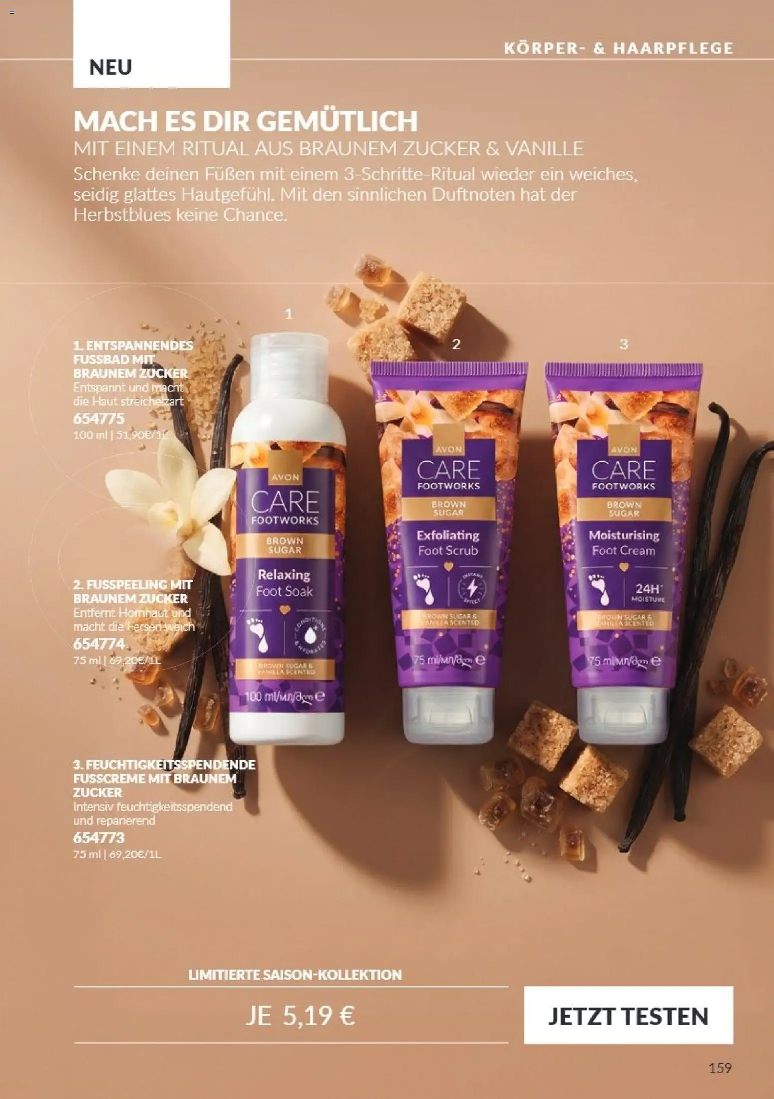 AVON Katalog Oktober 2026 – gültig ab 01.10.2026 | Seite: 159 | Produkte: Zucker, Fußcreme, Fußbad, Fußpeeling