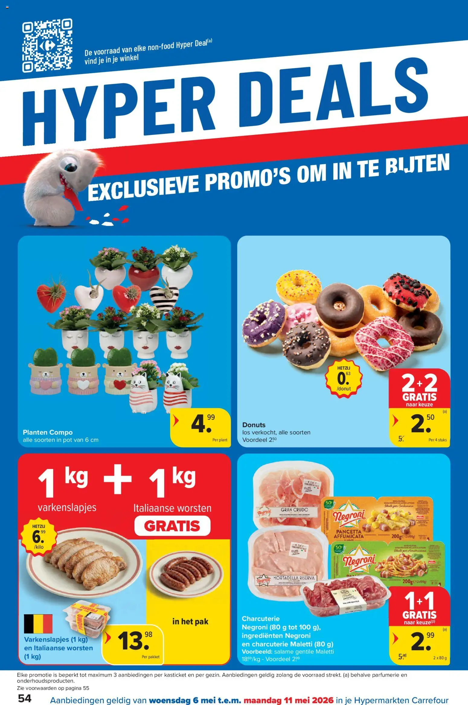{H1} | Pagina: 54 | Producten: Donuts, Olasz felvágott, Pot