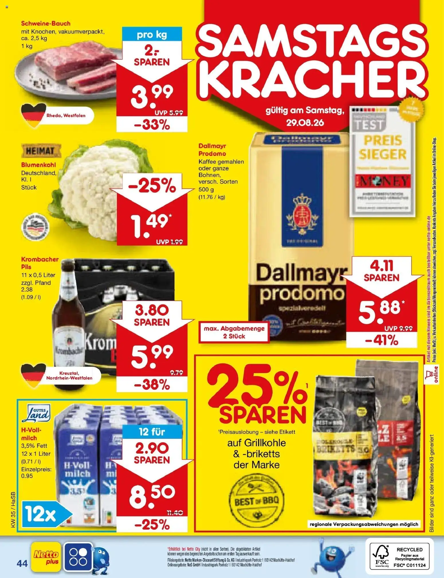 Netto Marken-Discount Prospekt Unna (ab 24.08.2026) » Angebote | Seite: 58 | Produkte: Schweinebauch, Pils, Bilder, Dallmayr prodomo
