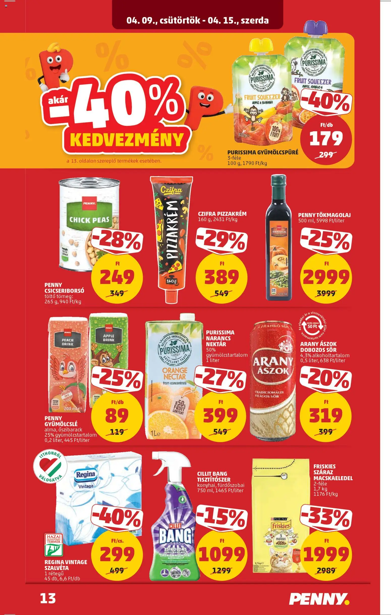 PENNY akciós ujság - amely érvényes a következő dátumtól: 09.04.2026 | Oldal: 17 | Termékek: Őszibarack, Gyümölcslé, Tökmagolaj, Mangó