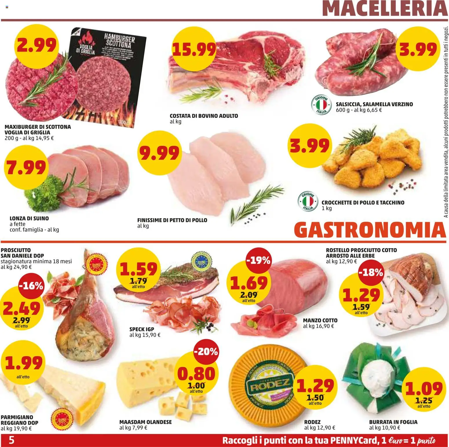 Volantino PENNY del 04.06.2026 | Pagina: 5 | Prodotti: Speck, Parmigiano reggiano, Griglia, Hamburger