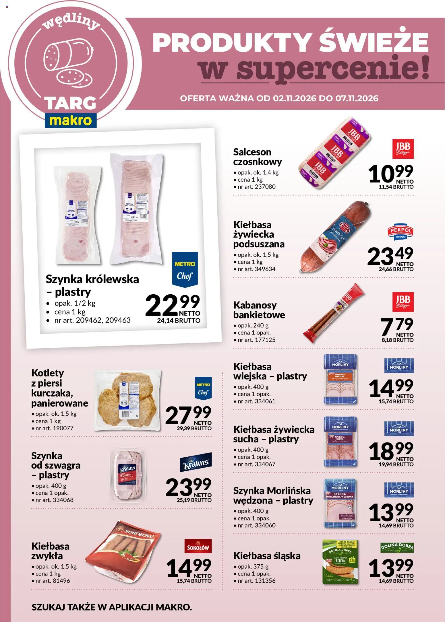 Makro gazetka - Produkty świeże w supercenie od 02.11.2026 | Strona: 3 | Produkty: Kiełbasa, Piersi, Kabanosy, Kiełbasa śląska