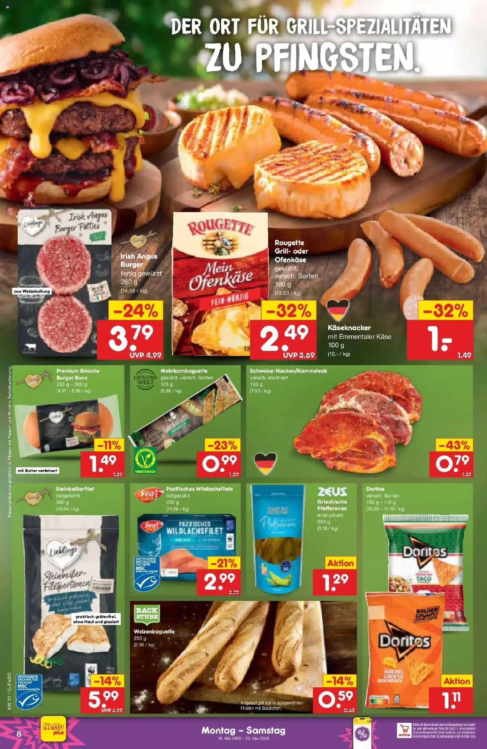 Netto Marken-Discount Prospekt Augustusburg	 – gültig ab 17.05.2026 | Seite: 8 | Produkte: Grill, Käse, Wurst, Fleisch