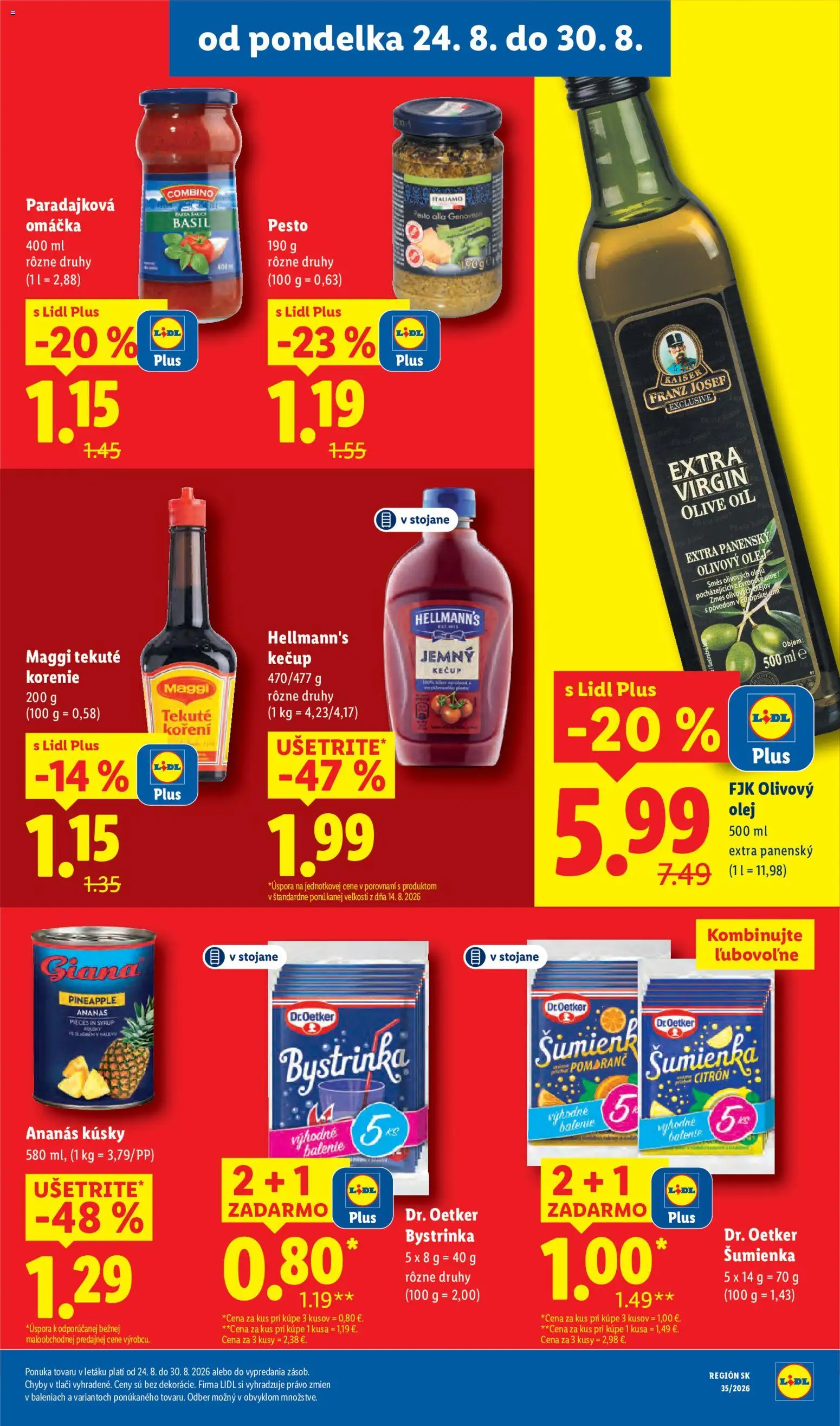 Nové Lidl akcie – leták je platný od 24.08.2026 | Strana: 29 | Produkty: Ananás, Kečup, Omáčka, Pesto