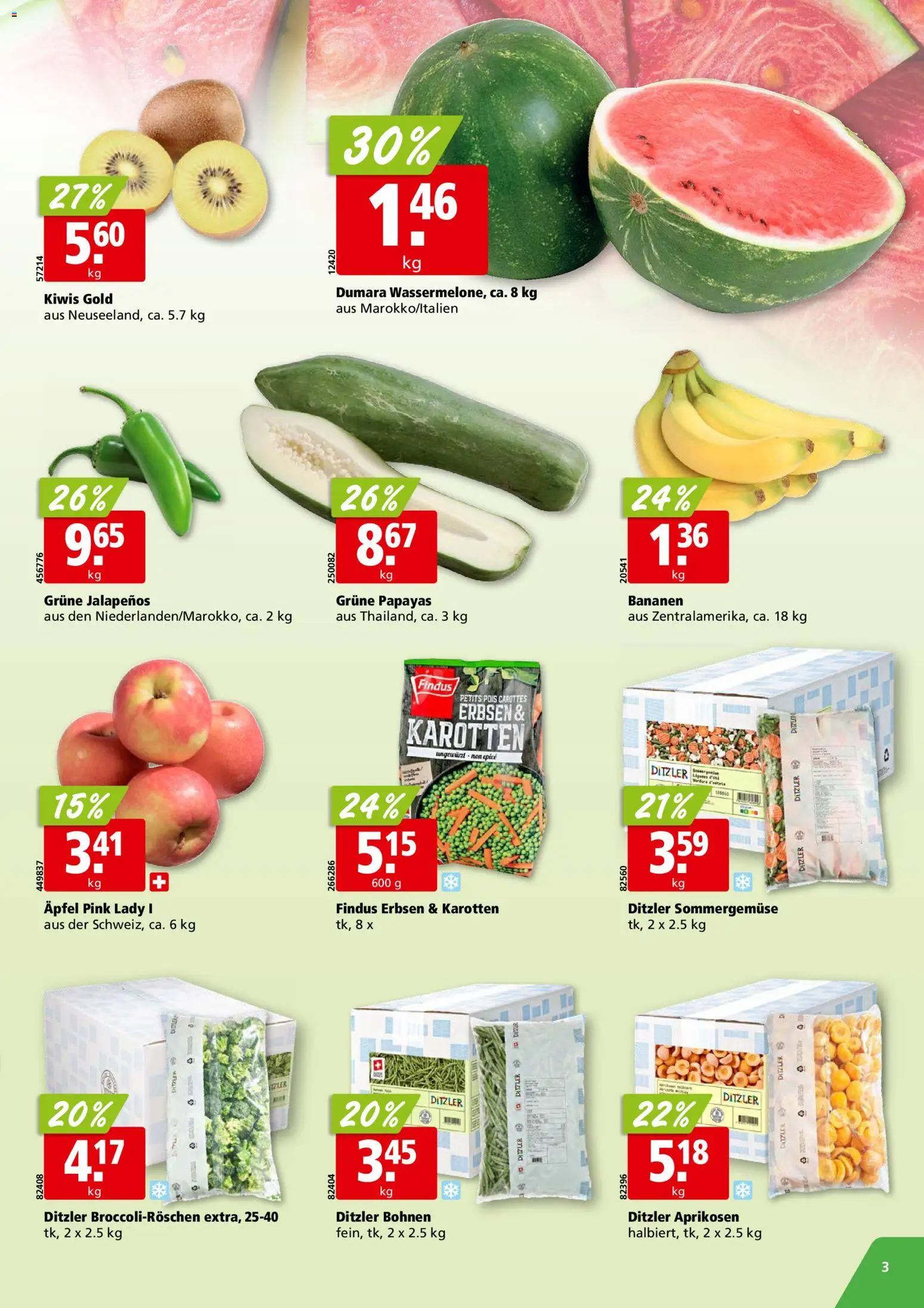 Aligro aktionen – gültig ab 01.06.2026 | Seite: 3 | Produkte: Äpfel, Bananen, Erbsen