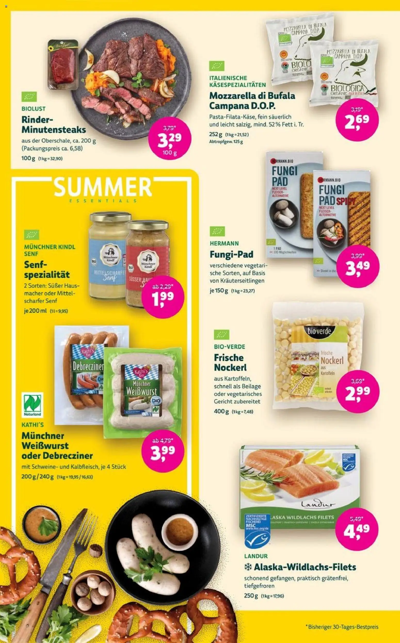 Denns BioMarkt Prospekt – gültig ab 17.06.2026 | Seite: 8 | Produkte: Mozzarella, Weißwurst, Kartoffeln, Fleisch
