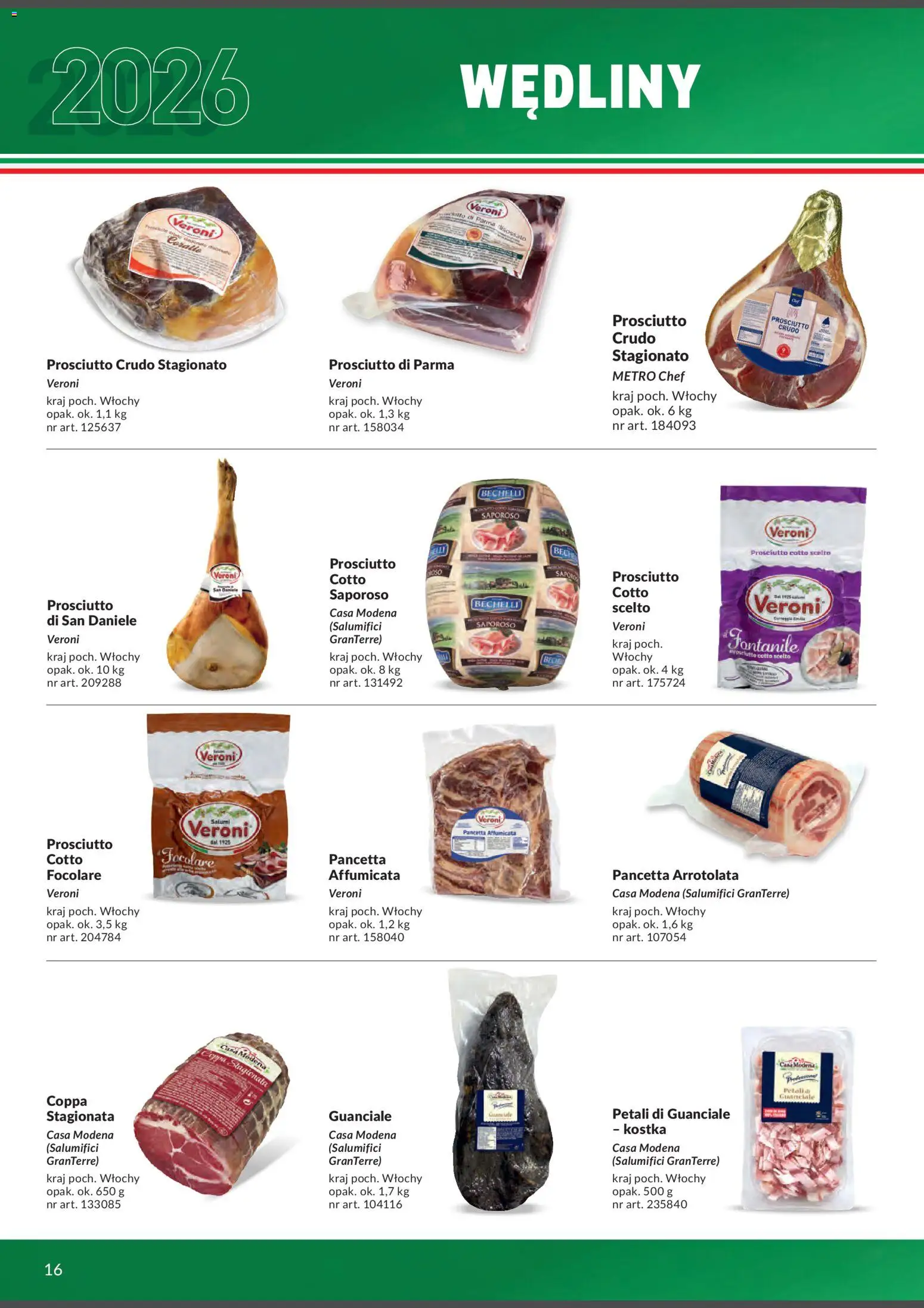 Makro Gazetka - Italia od 01.02.2026 | Strona: 16 | Produkty: Prosciutto crudo, Pancetta, Prosciutto, Wędliny