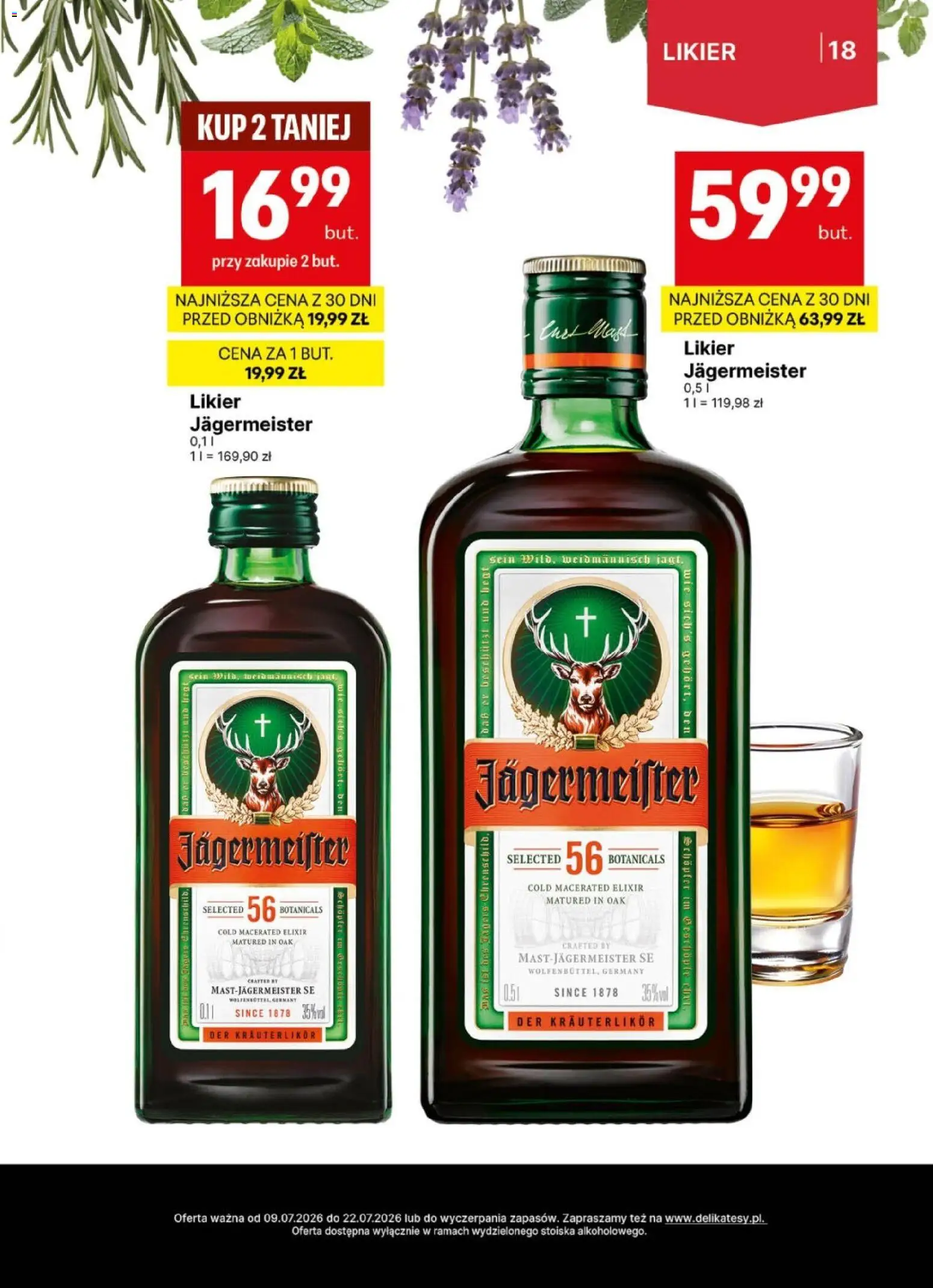 Delikatesy Centrum gazetka - DeliBarek od 09.07.2026 | Strona: 18 | Produkty: Jagermeister