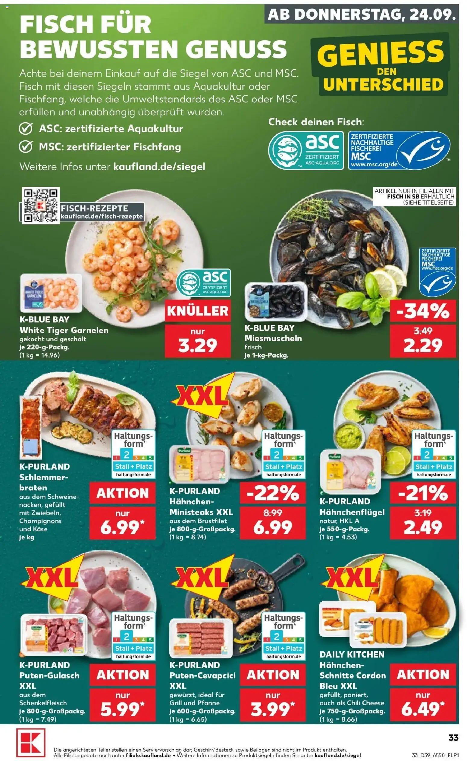 Prospekt Kaufland ab 24.09.2026 » Angebote Online zum Blättern | Seite: 33 | Produkte: Grill, Käse, Fisch, Chili