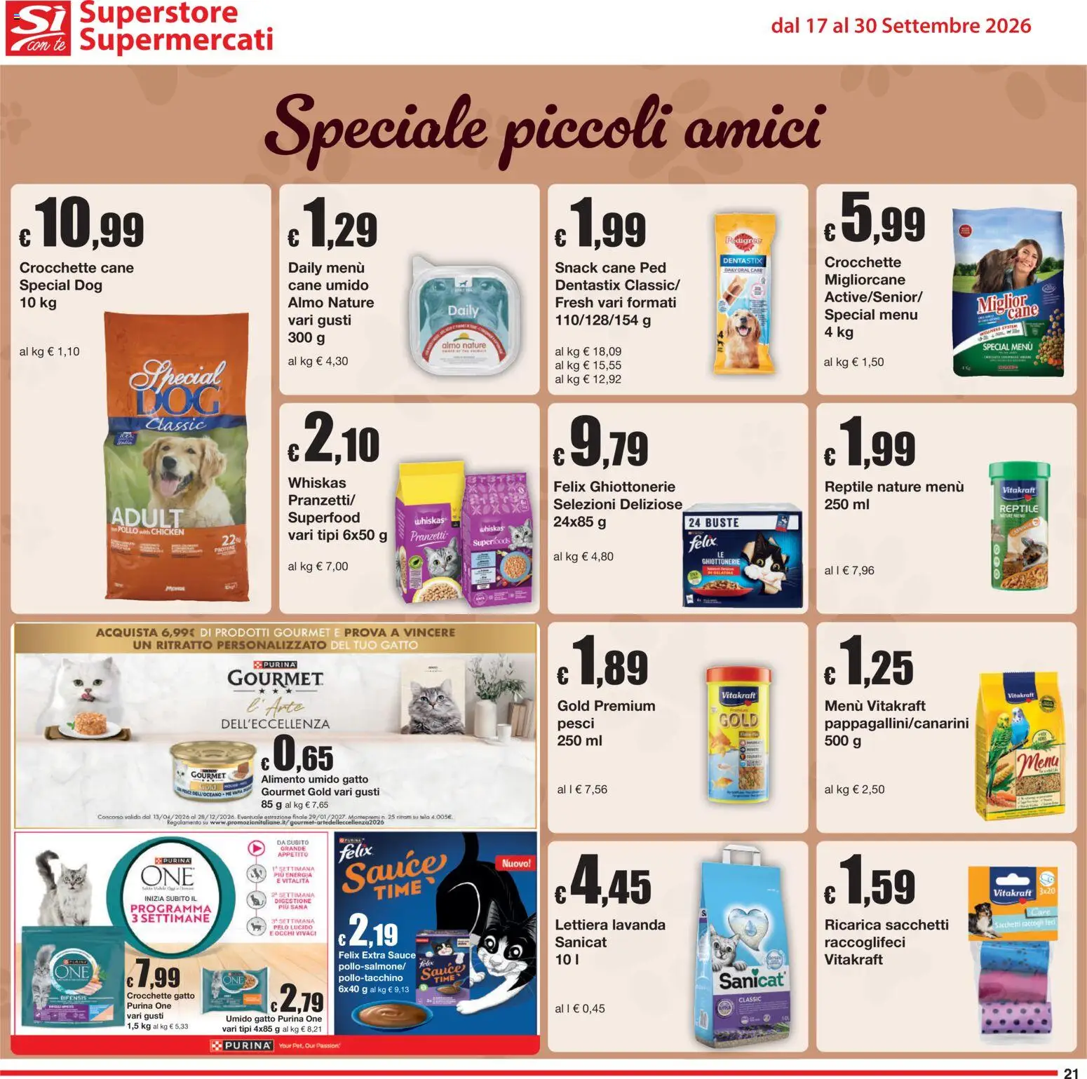 Volantino Sì con Te del 17/09/2026 | Pagina: 21 | Prodotti: Pollo, Tè, Crocchette gatto, Lavanda