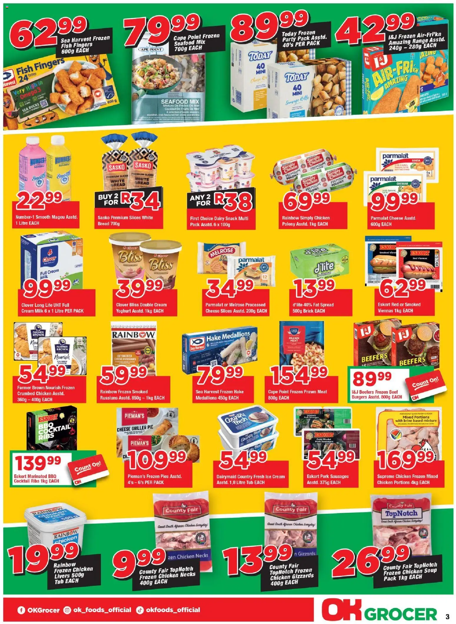 New OK Foods catalogue – valid from 25.05.2026 | Page: 3 | Products: Yoghurt, Ribs, Soup, Seafood