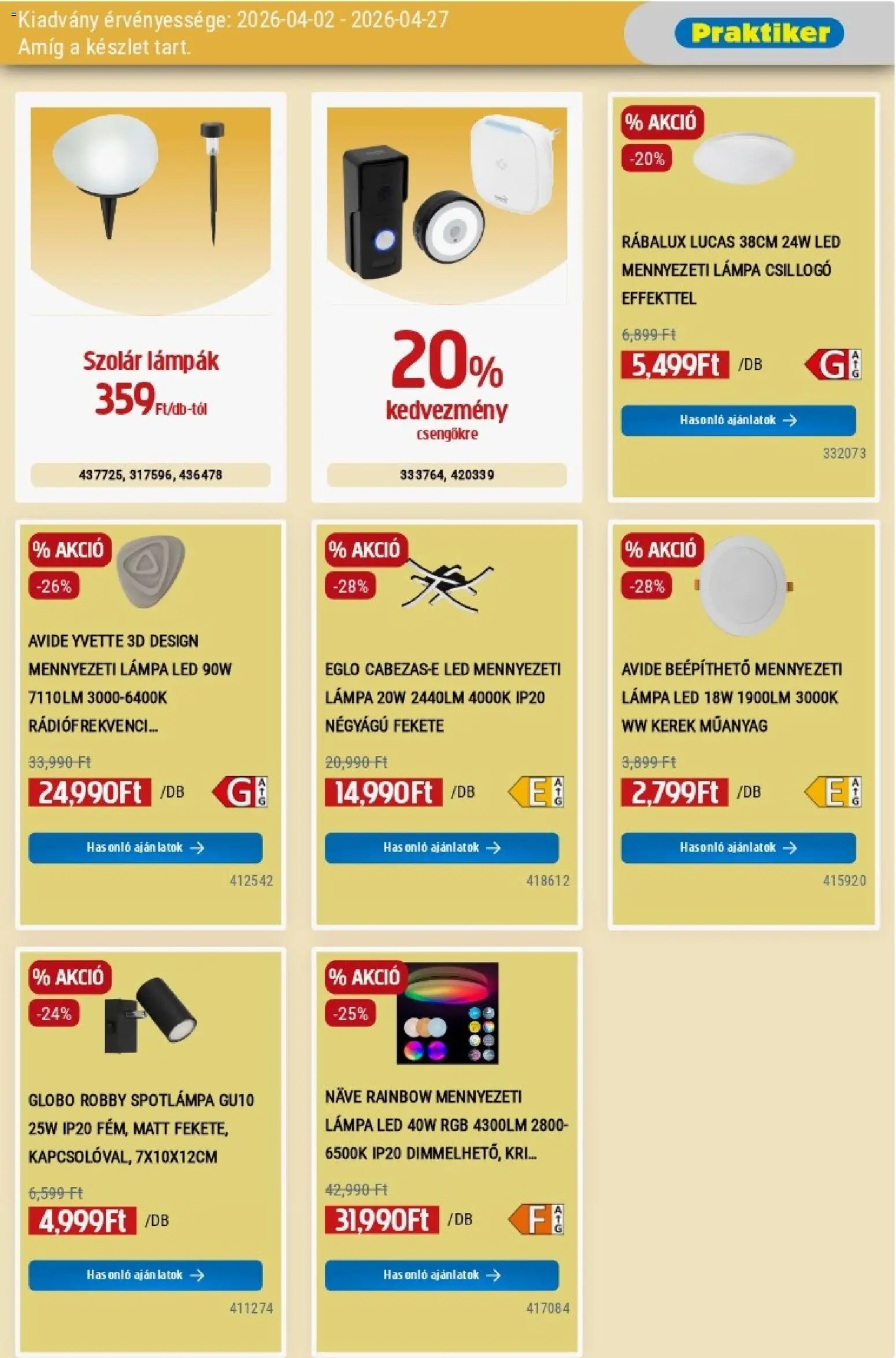 Praktiker akciós ujság - amely érvényes a következő dátumtól: 02.04.2026 | Oldal: 13 | Termékek: Mennyezeti lámpa, Lámpa