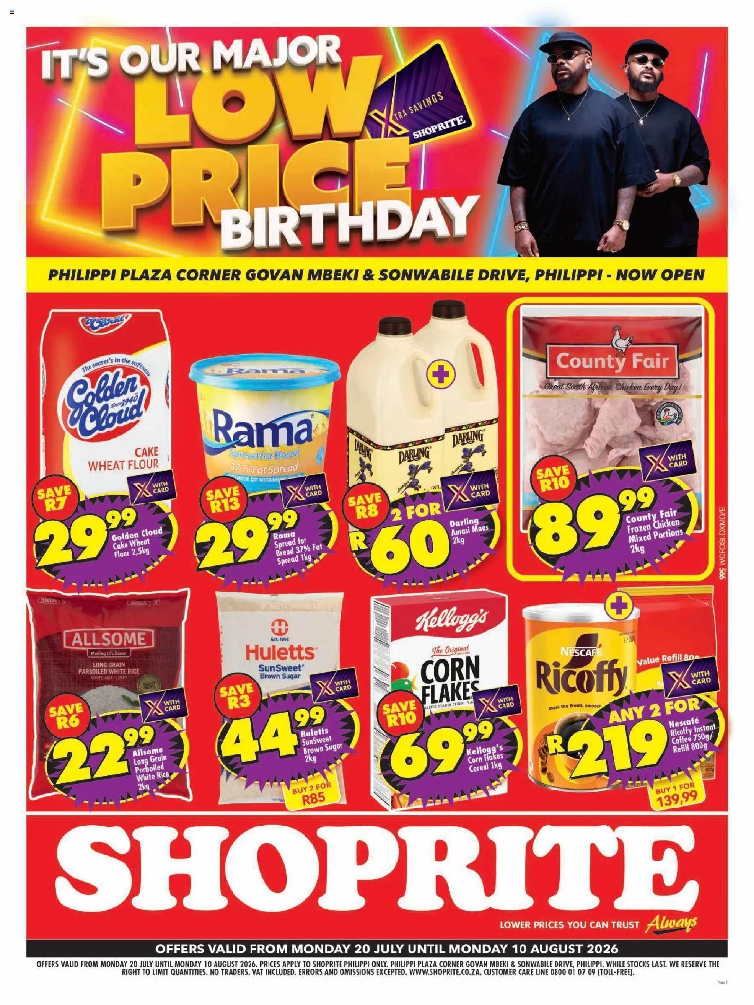 New Shoprite catalogue – valid from 20/07/2026 | Page: 1 | Products: Corn, Flakes, Fat spread, Estuche organizador de viaje