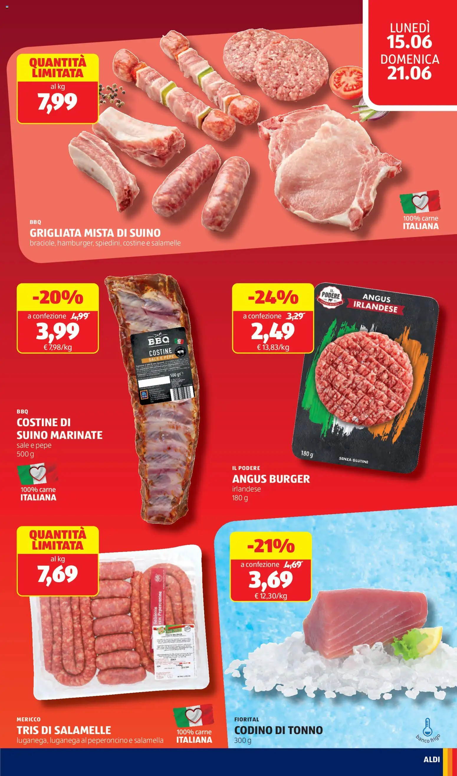 Volantino Aldi del 15.06.2026 | Pagina: 11 | Prodotti: Salamella, Sale, Suino, Tonno