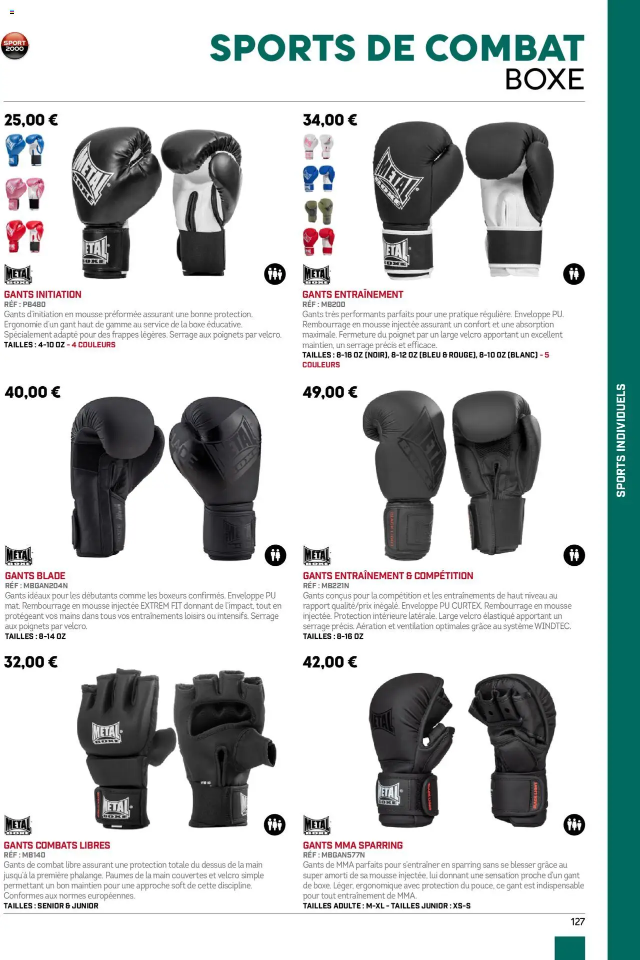 {H1} | Page: 127 | Produits: Enveloppe, Mousse, Boxeurs, Gants