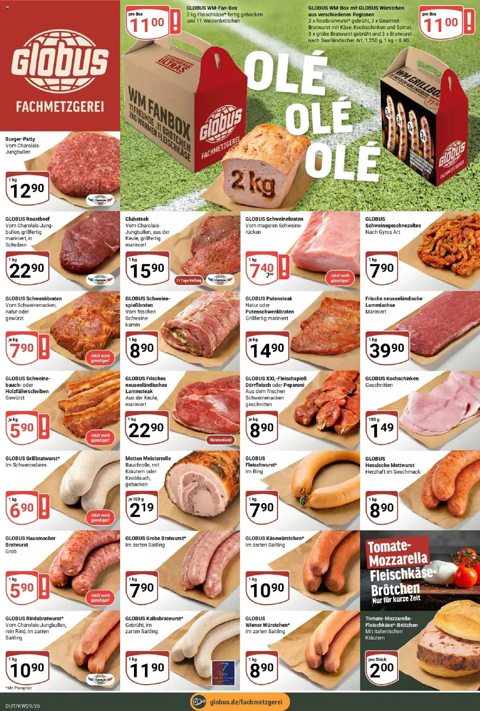 Globus Prospekt Wetzlar-Dutenhofen – gültig ab 13.07.2026 | Seite: 9 | Produkte: Mozzarella, Bratwurst, Schweinenacken, Roastbeef