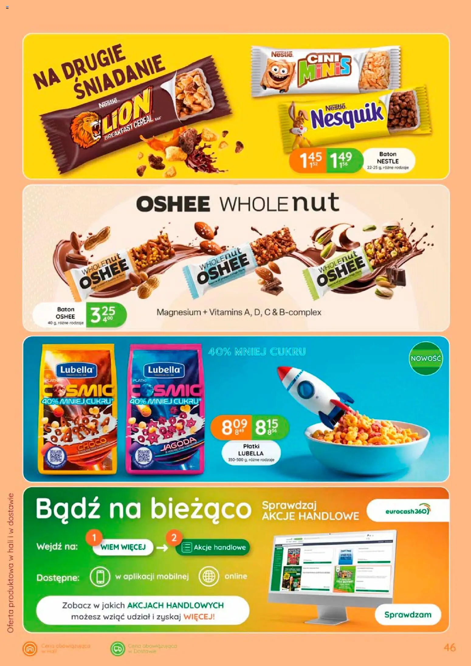 Eurocash gazetka od 17.09.2026 | Strona: 46 | Produkty: Oshee, Baton, Płatki