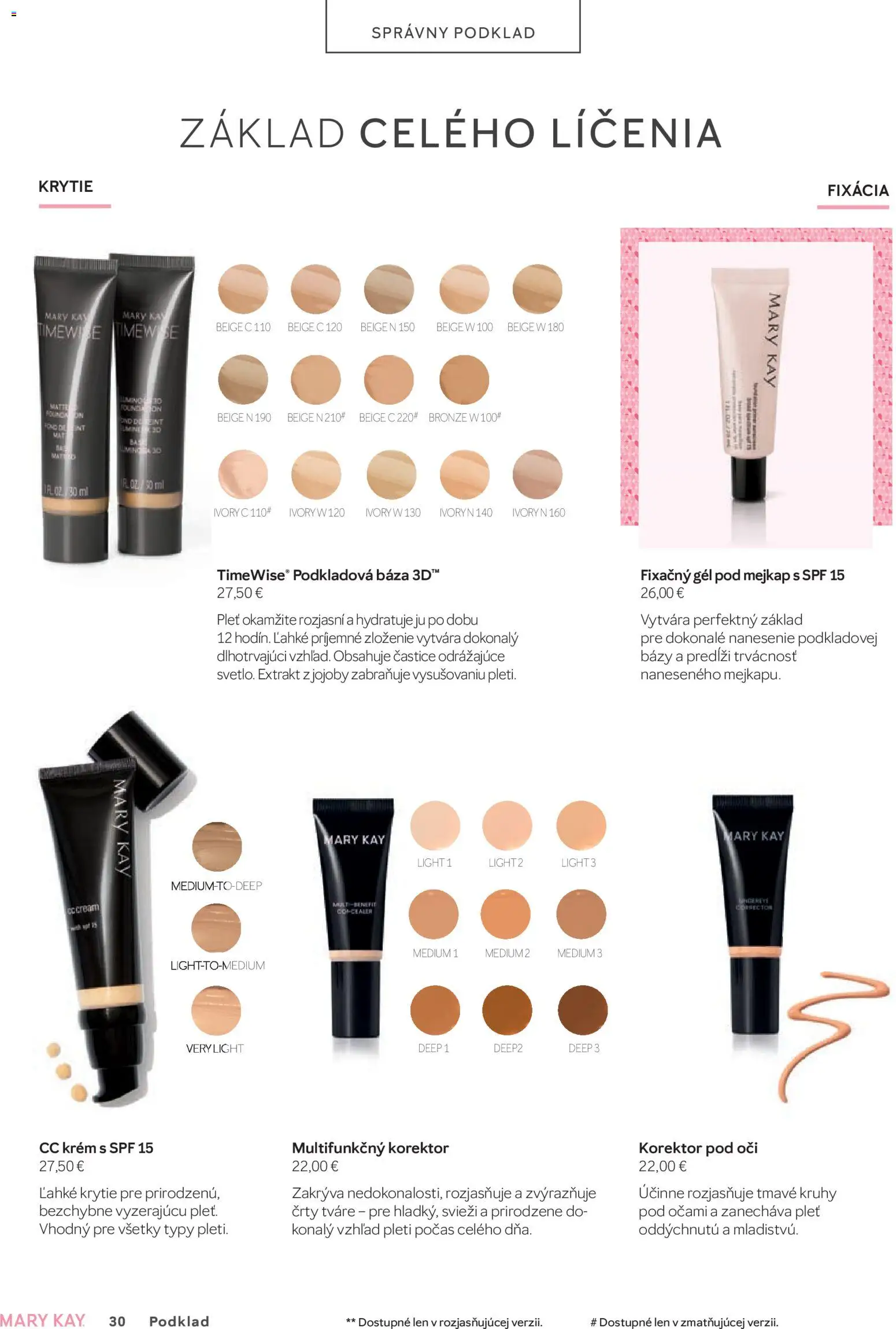 Nové Mary Kay akcie – leták je platný od 01.04.2026 | Strana: 30 | Produkty: Korektor, CC krém, Krém