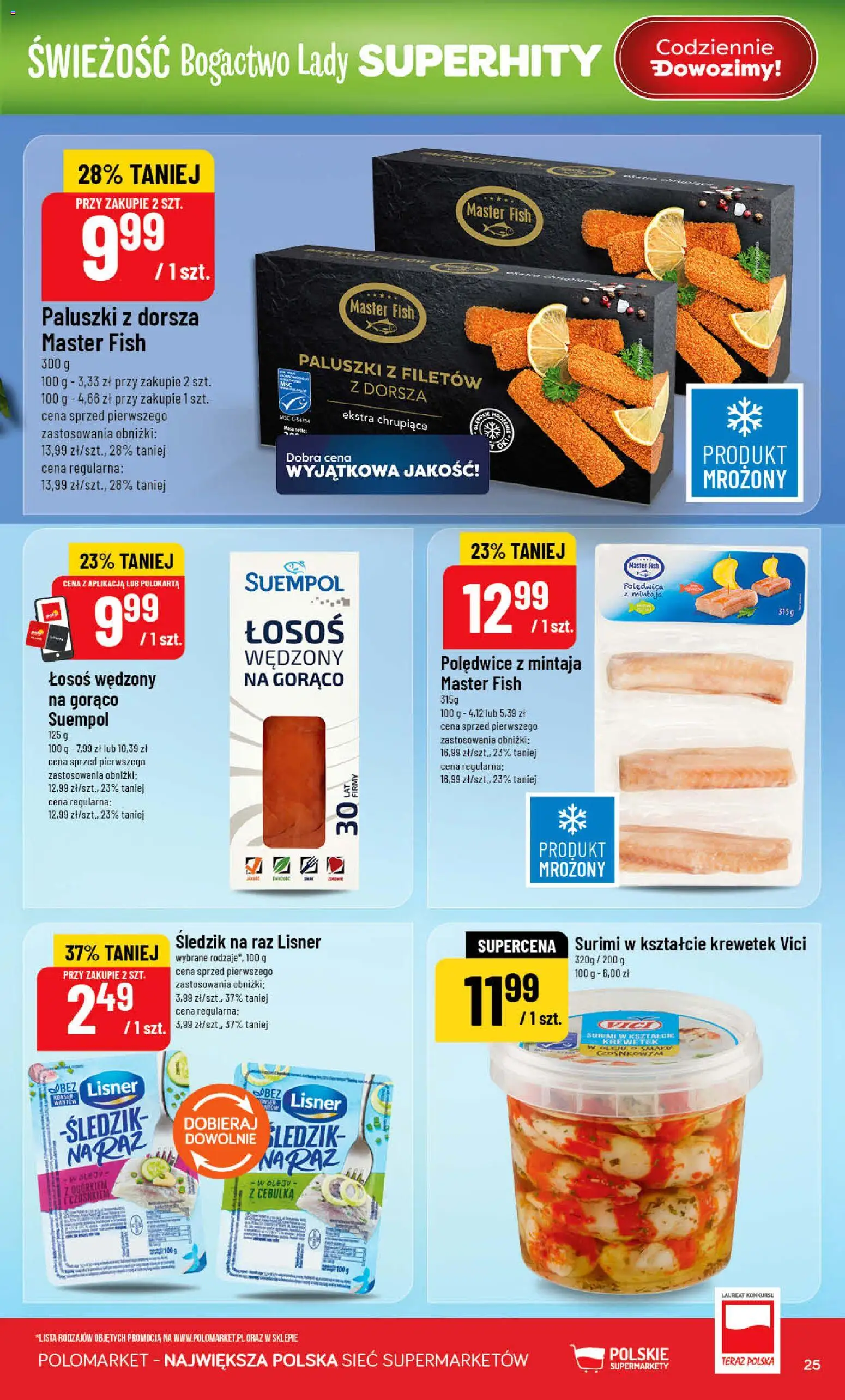 POLOmarket gazetka od 01.07.2026 | Strona: 25 | Produkty: Łosoś wędzony, Surimi, Łosoś, Łosoś wędzony na gorąco